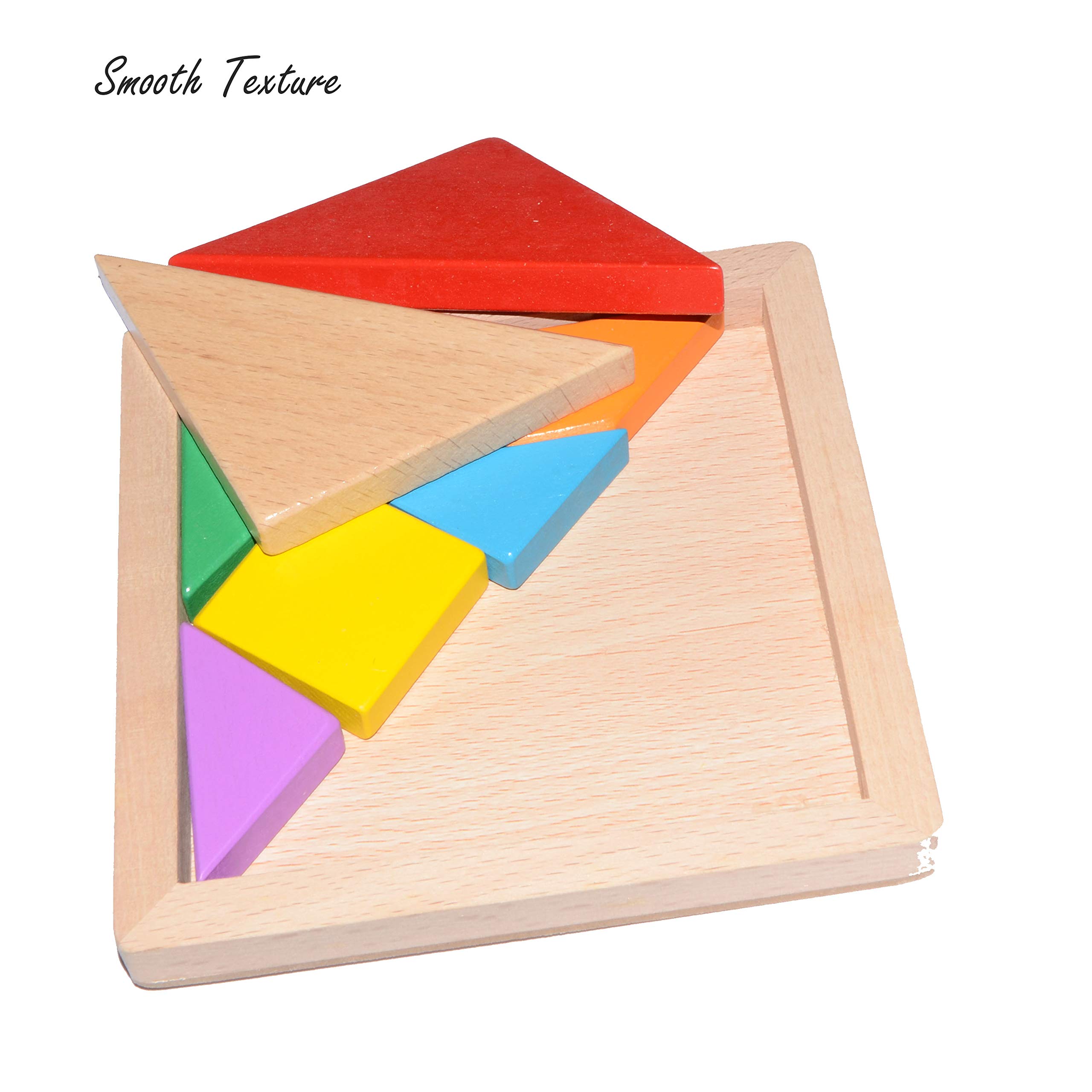 Vibgyor Vibes 7-Piece Wooden Tangram Puzzle Set - Educational Brain Teaser for Kids | STEM Learning Toy for Children's Cognitive Development | Perfect for Classroom, Homeschool & Family Game Night