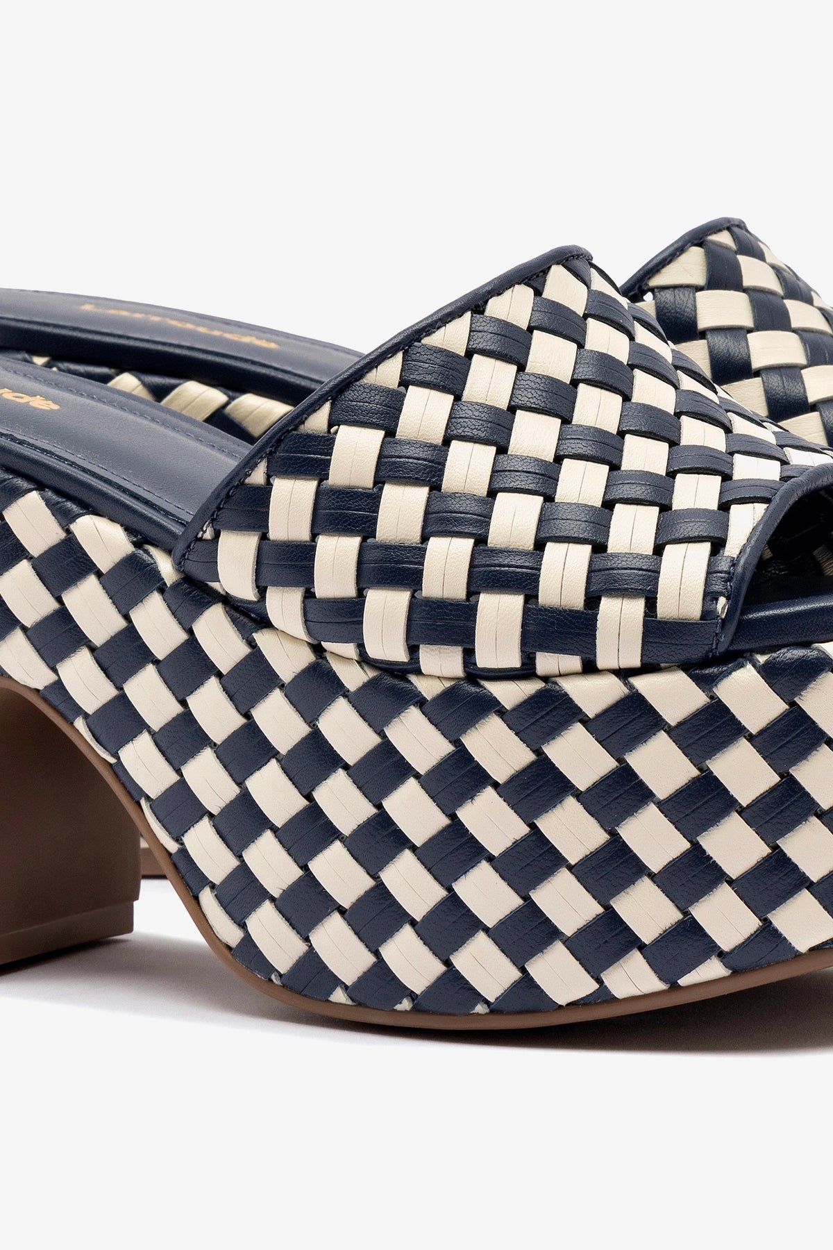 Miso Platform Sandal - Navy & Ivory Leather Women's Casual Shoes | Comfortable Summer Sandals for Beach, Walking, and Outdoor Activities
