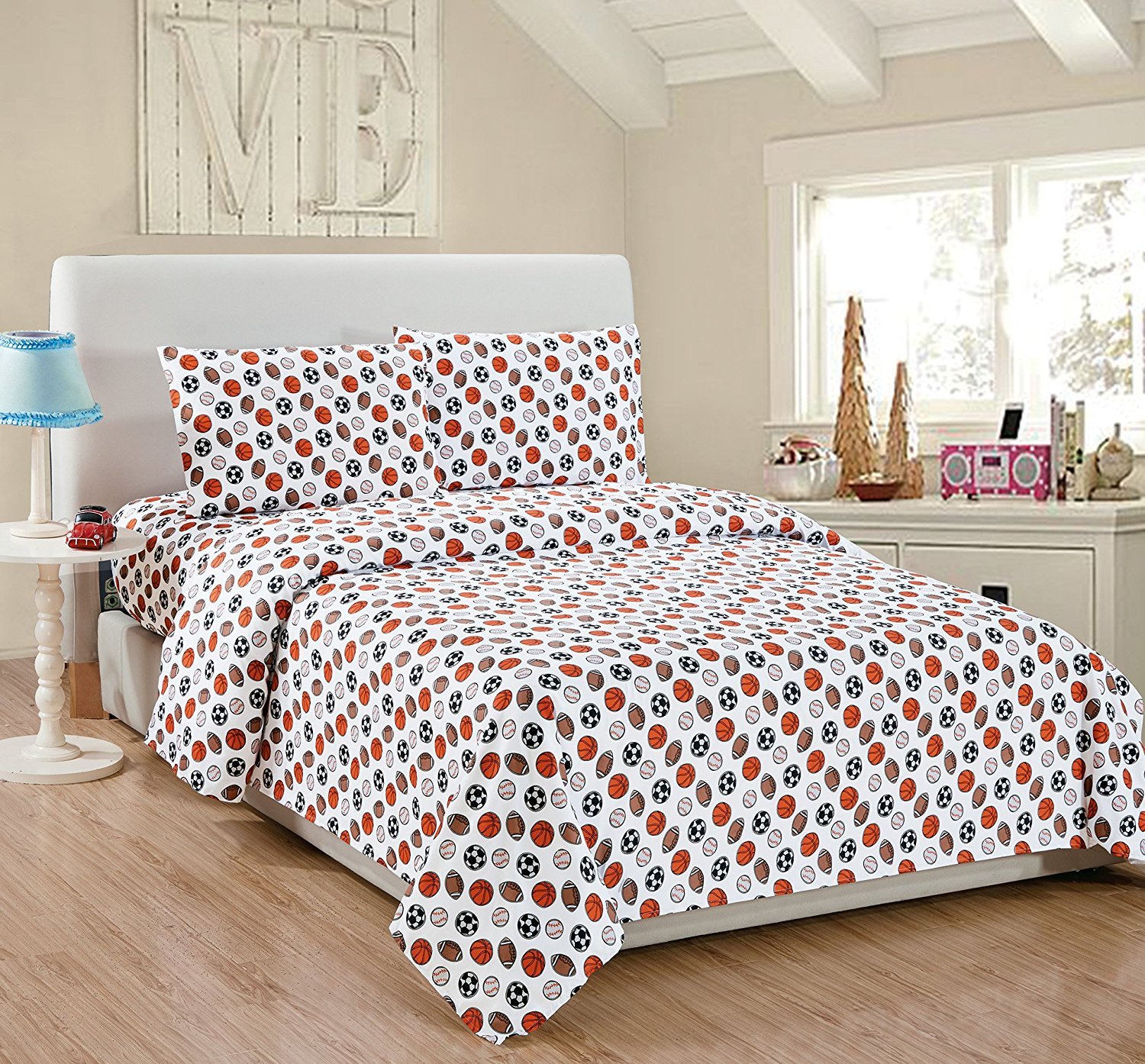 MK Home Comforter Set for Boys, Girls & Teens - Twin Size Sport Navy Blue Bedding Set with Matching Sheet - Perfect for Kids' Bedrooms, Dorm Rooms & Sleepovers