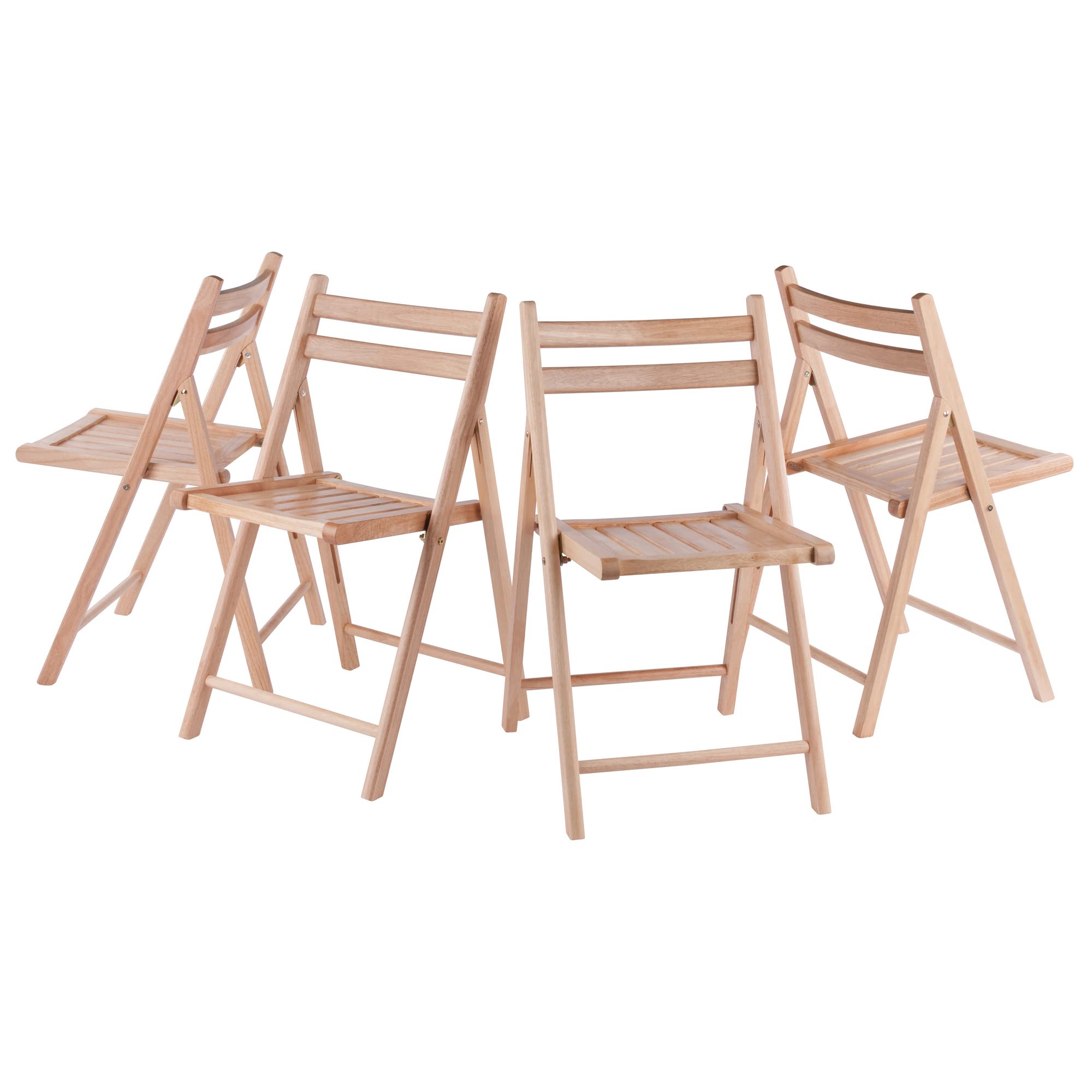 Robin 4-Piece Folding Chair Set - Natural Wood Finish, Space-Saving Stackable Design for Indoor/Outdoor Use - Perfect for Dining, Patio, Camping & Events (Set of 4)