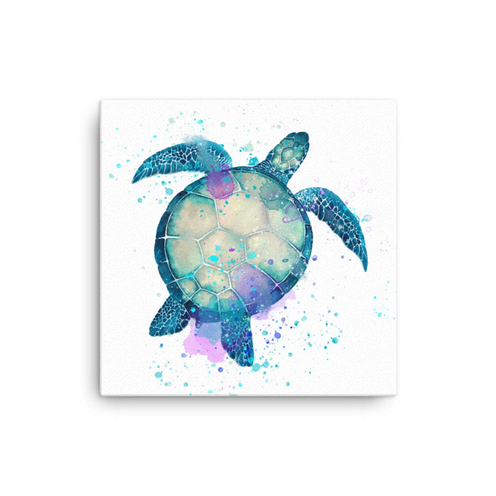 Sea Turtle Bathroom Decor - 12x12 Canvas Print Ocean Wall Art for Home & Office - Beach Themed Wall Decor, Ocean Lover Gift for Bathroom, Living Room or Coastal Style Spaces