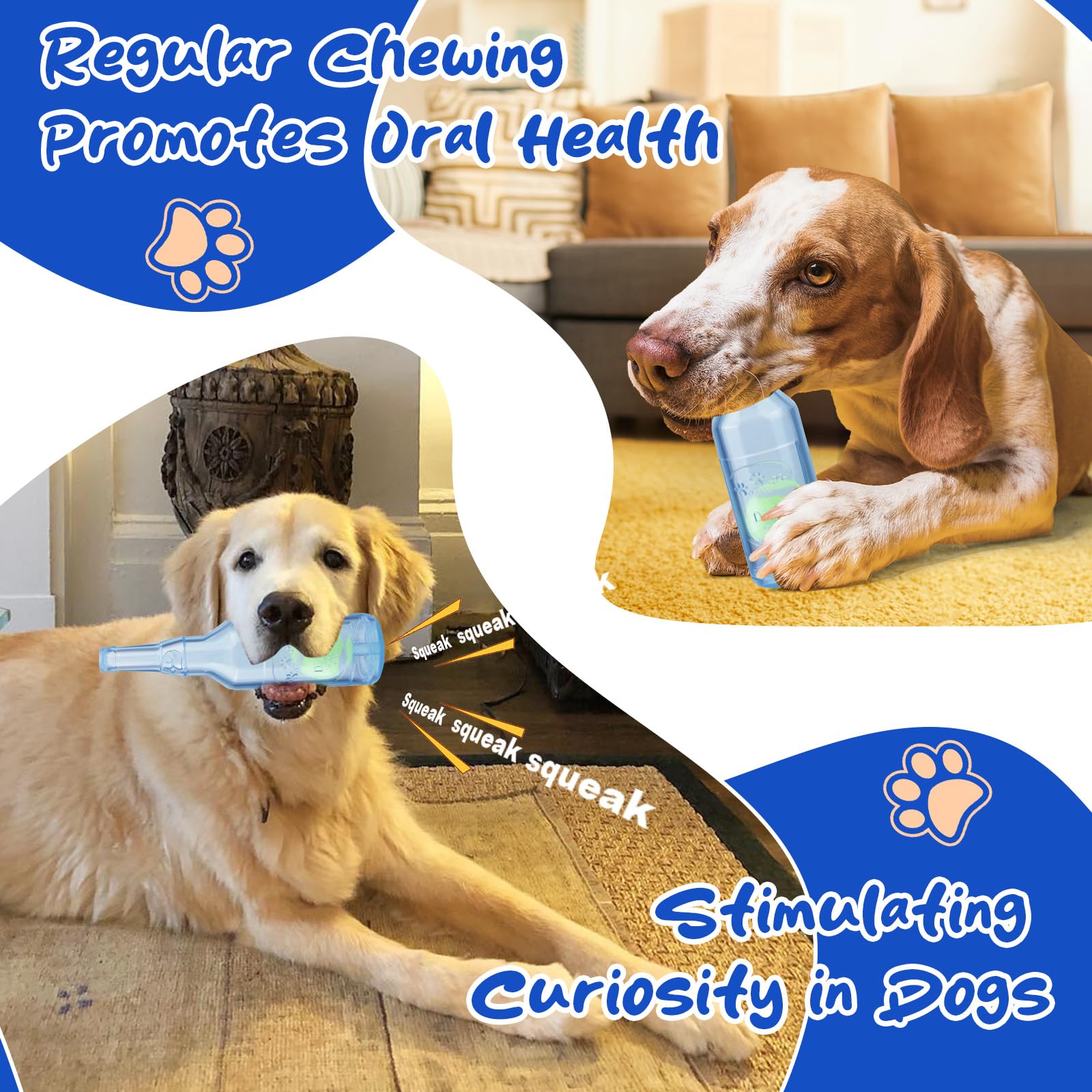 AIERSA Crunch & Play Water Bottle Dog Toy - Squeaky Interactive Chew Toy for Small & Medium Dogs, Durable for Aggressive Chewers - Perfect for Indoor Play, Boredom Relief & Training Rewards