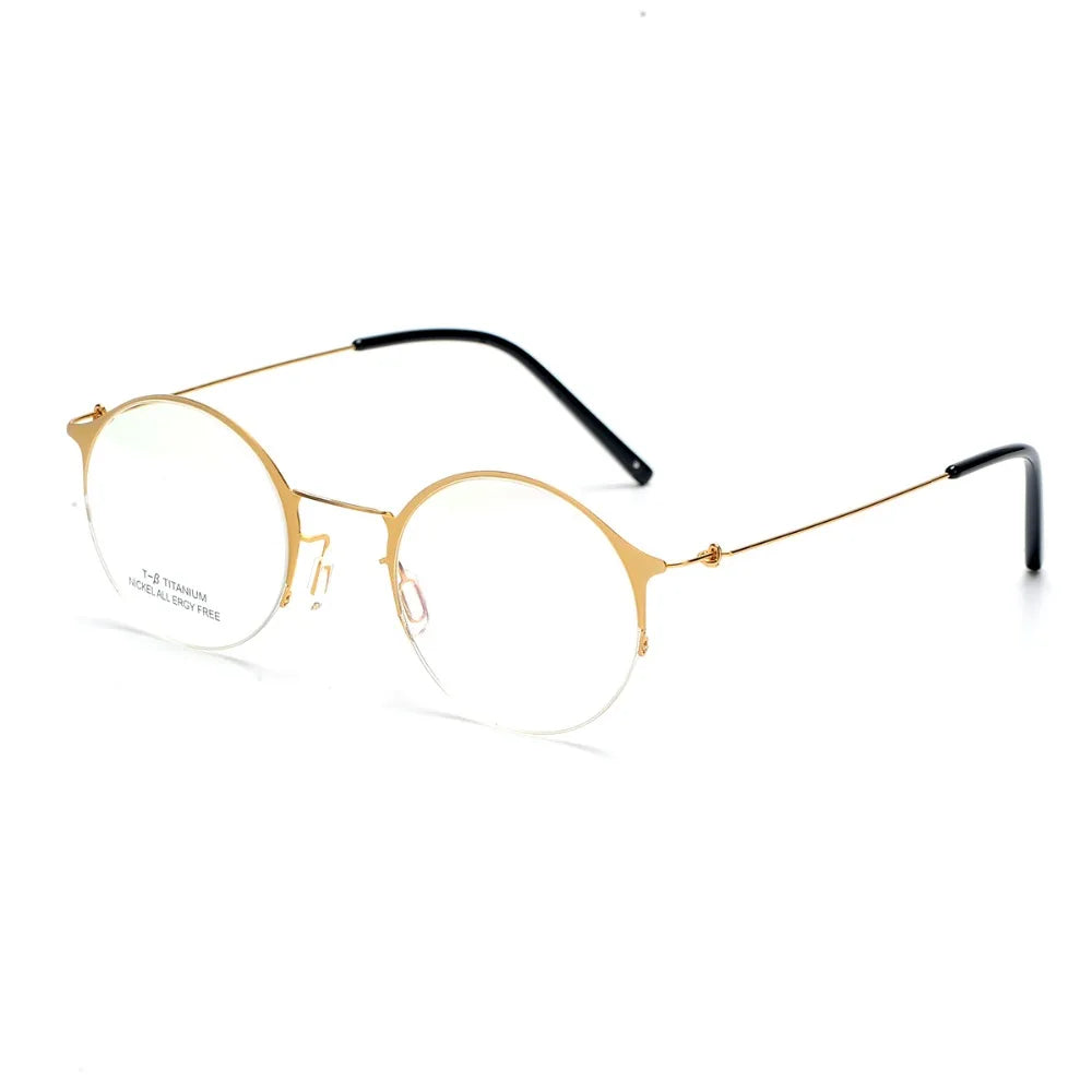 Aimee Unisex Semi-Rimless Round Alloy Eyeglasses Frame 1850 - Lightweight & Durable for Reading, Driving, and Daily Wear