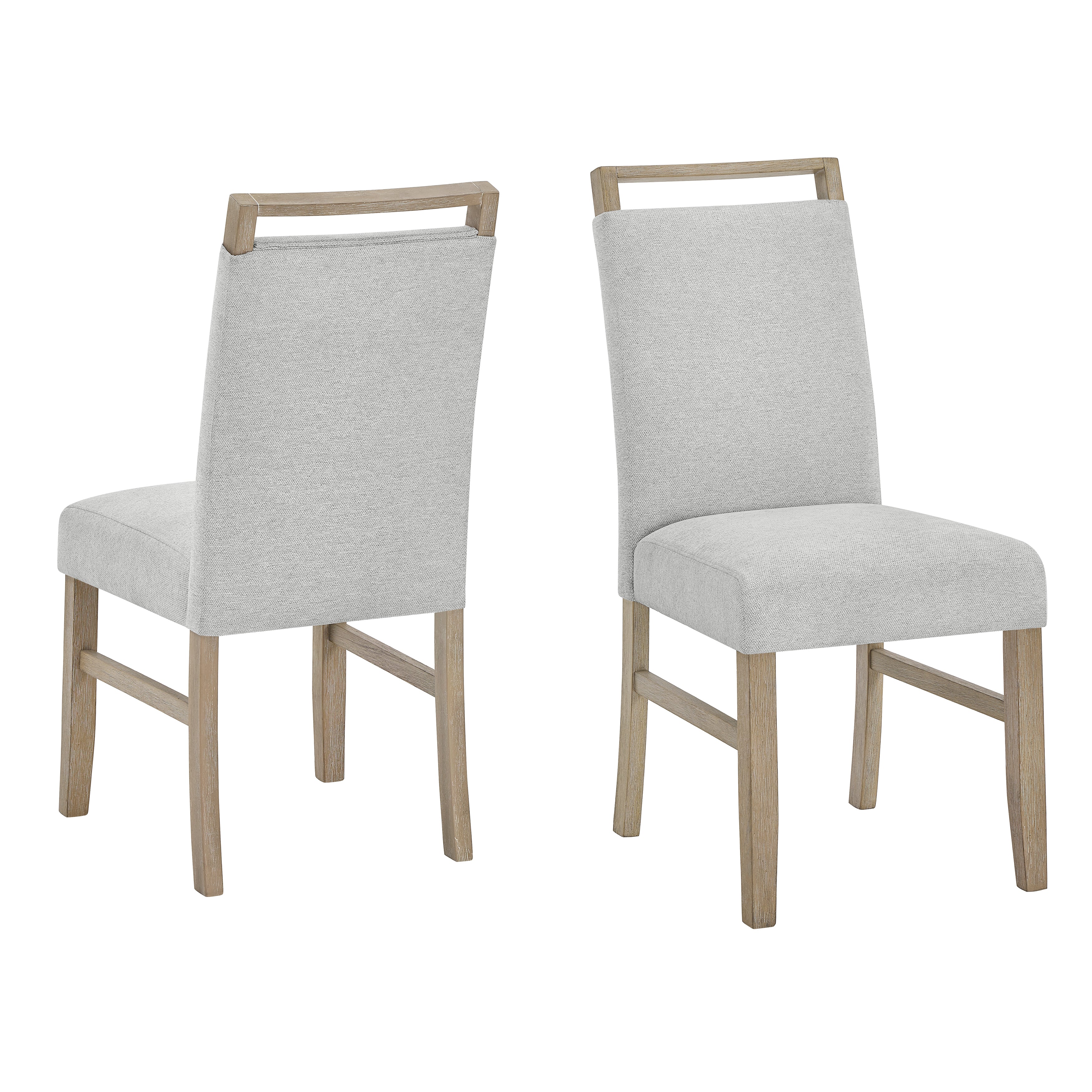 Roundhill Furniture Zelalle Upholstered Dining Chairs Set of 2 - Light Gray Fabric with Sturdy Rubberwood Legs, Comfortable Modern Kitchen & Dining Room Seating for Home, Restaurant or Office
