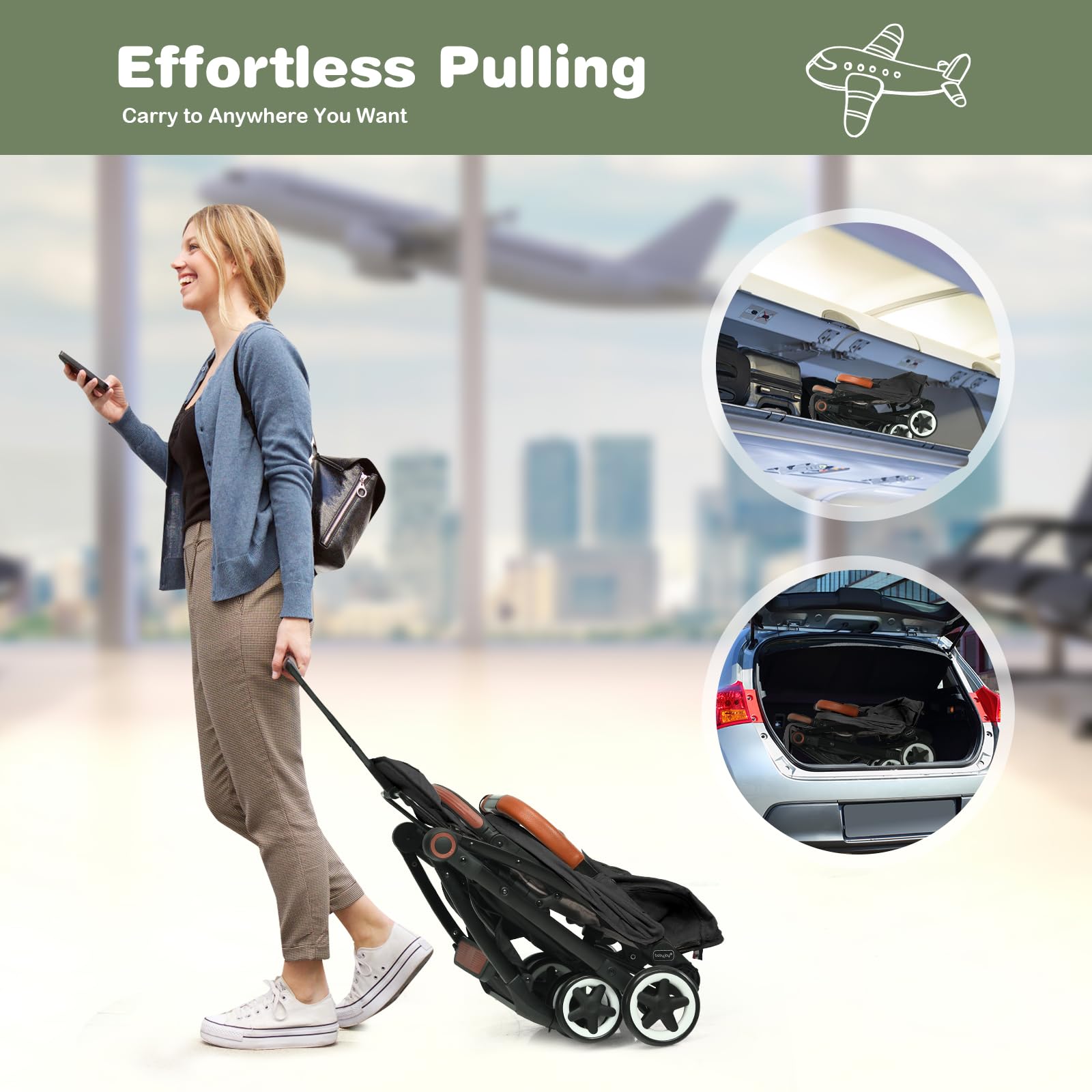 **BABY JOY Lightweight Baby Stroller - Compact Travel Stroller for Airplane & Toddler, 5-Point Safety Harness, Adjustable Backrest, Footrest & Canopy, Storage Basket, Easy One-Hand Fold (Black) - Perfect for Travel, Shopping & Daily Walks**