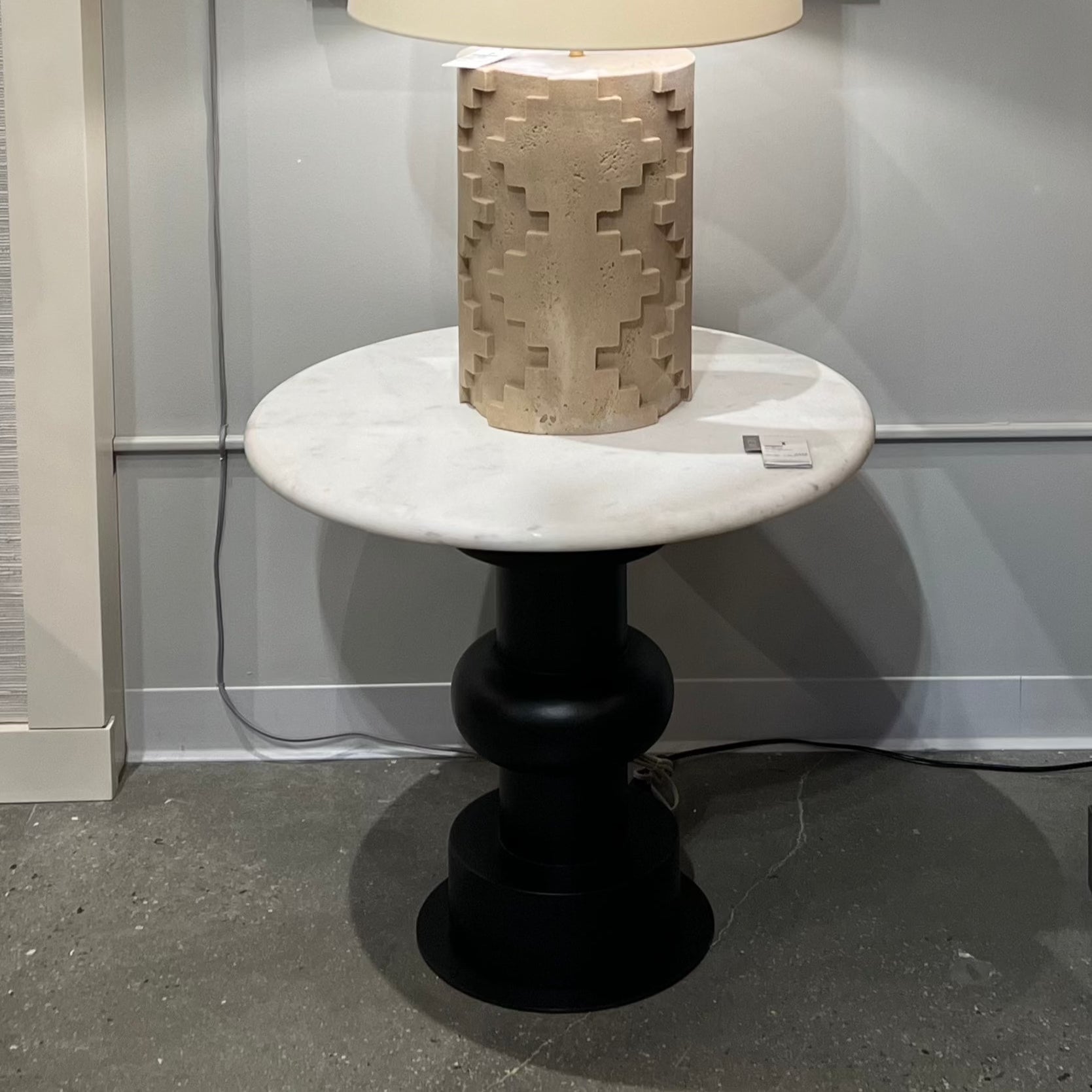 Stylish Devito End Table - Solid Ebony Wood & Marble Top | Modern Side Table for Living Room, Bedroom & Office Decor