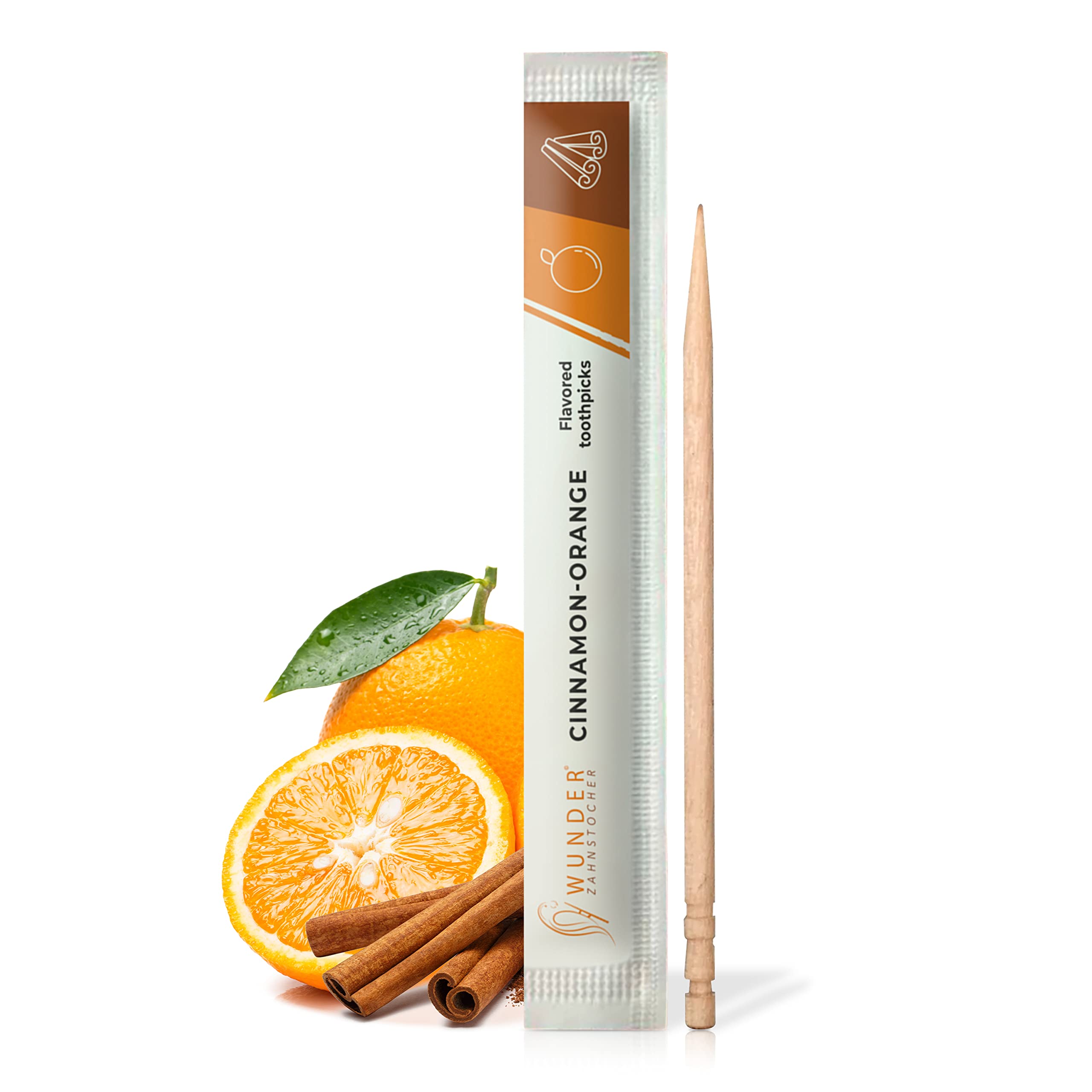 Flavored Toothpicks for Fresh Breath - 200 Individually Wrapped Mint Toothpicks in 8 Refreshing Flavors (Cinnamon Orange) - Perfect for After Meals, Travel & Oral Hygiene