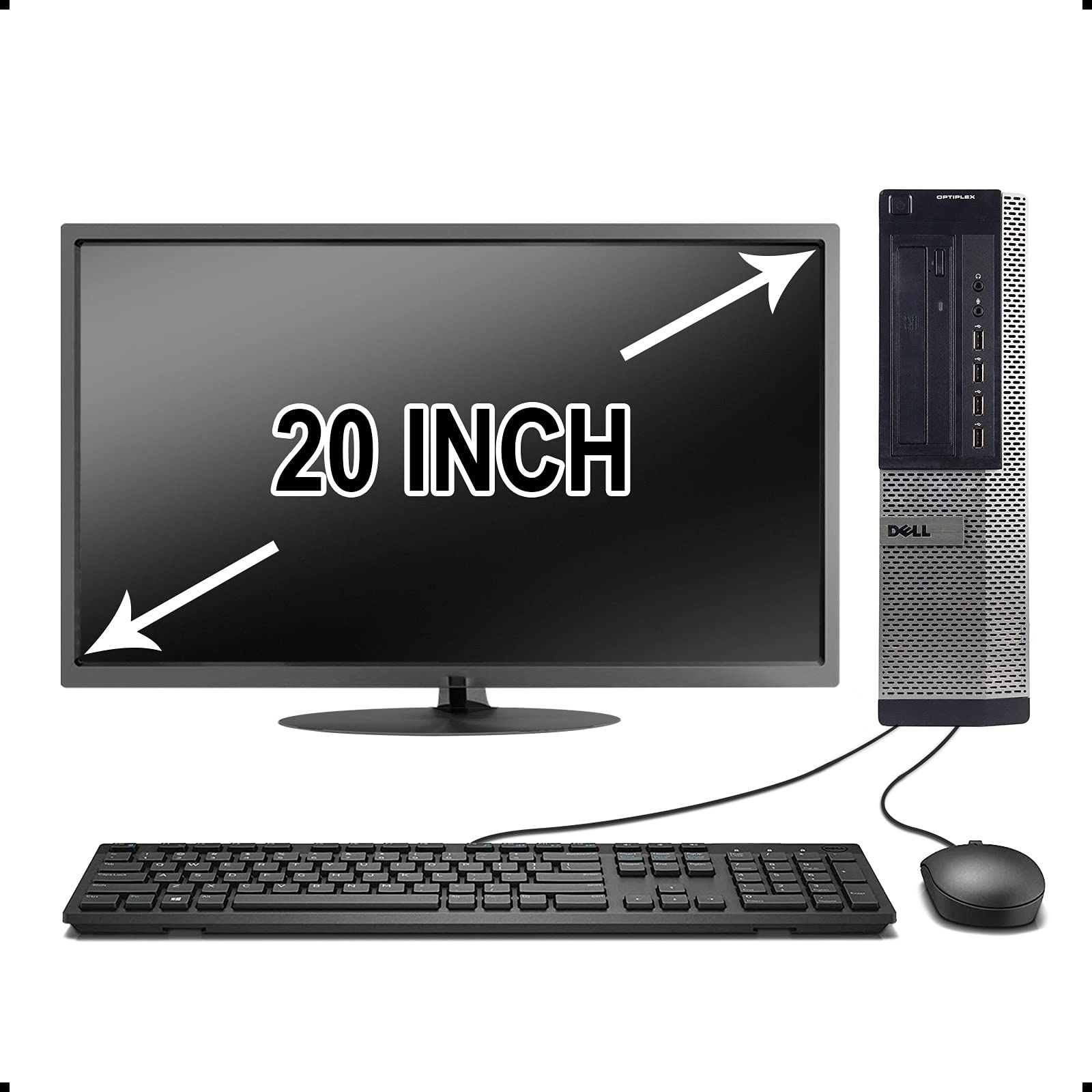 Refurbished Dell OptiPlex 990 Desktop Computer Bundle - Intel Core i5 Processor, 16GB RAM, 2TB HDD, 20