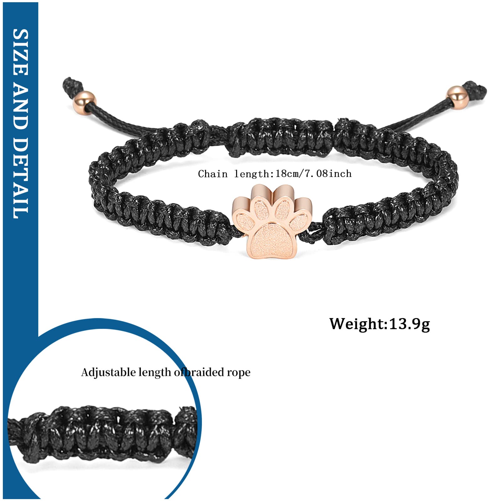 Pet Cremation Bracelet - Stainless Steel Paw Pendant for Ashes | Memorial Jewelry for Grieving
