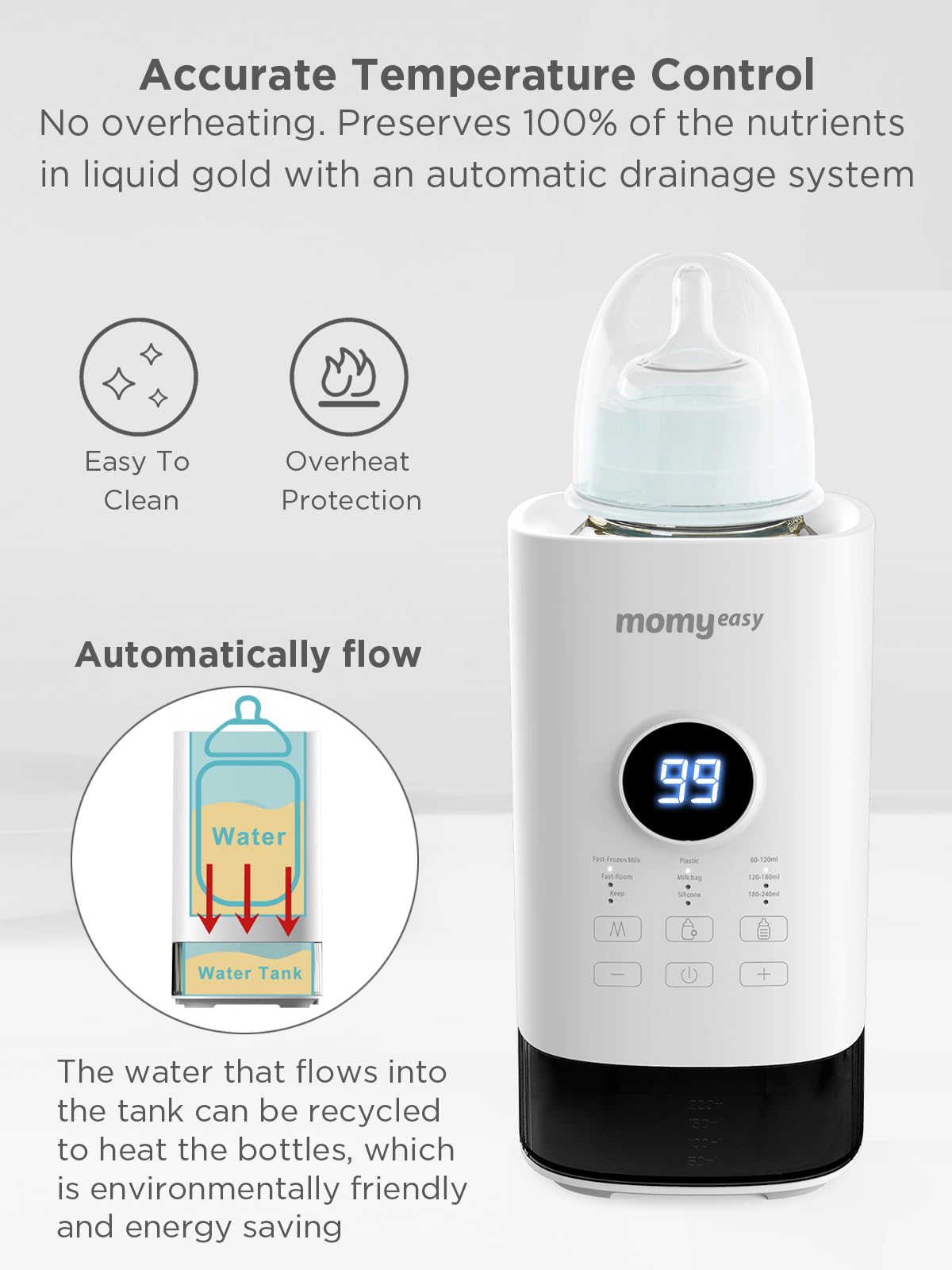 MOMYEASY Fast Baby Bottle Warmer - Universal Milk Warmer for All Bottles with Digital Timer, Temperature Control & Auto Shutoff - Perfect for Breastmilk & Formula - Ideal for Home, Travel & Nursery Use