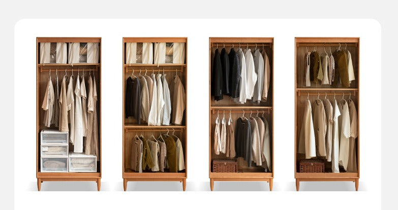 Solid Oak and Cherry Wood Wardrobe - Elegant and Durable Closet for Bedroom, Living Room, or Walk-In Closet Storage
