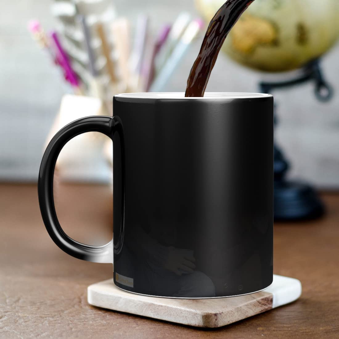 Personalized Custom Photo Quote Name Magic Mug - 325ml Black Ceramic Cup for Birthday, Valentine's Day, Anniversary Gifts | Great for Coffee, Tea & Hot Drinks | Perfect Gift for Girlfriend, Boyfriend, Wife, Husband