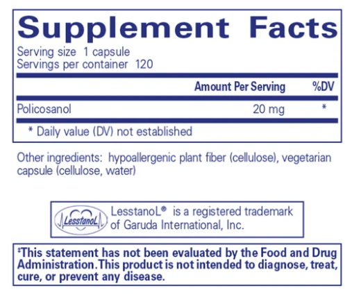 Policosanol 20 mg Supplement - Supports Healthy Cholesterol & Heart Health - Ideal for Daily Wellness & Cardiovascular Support