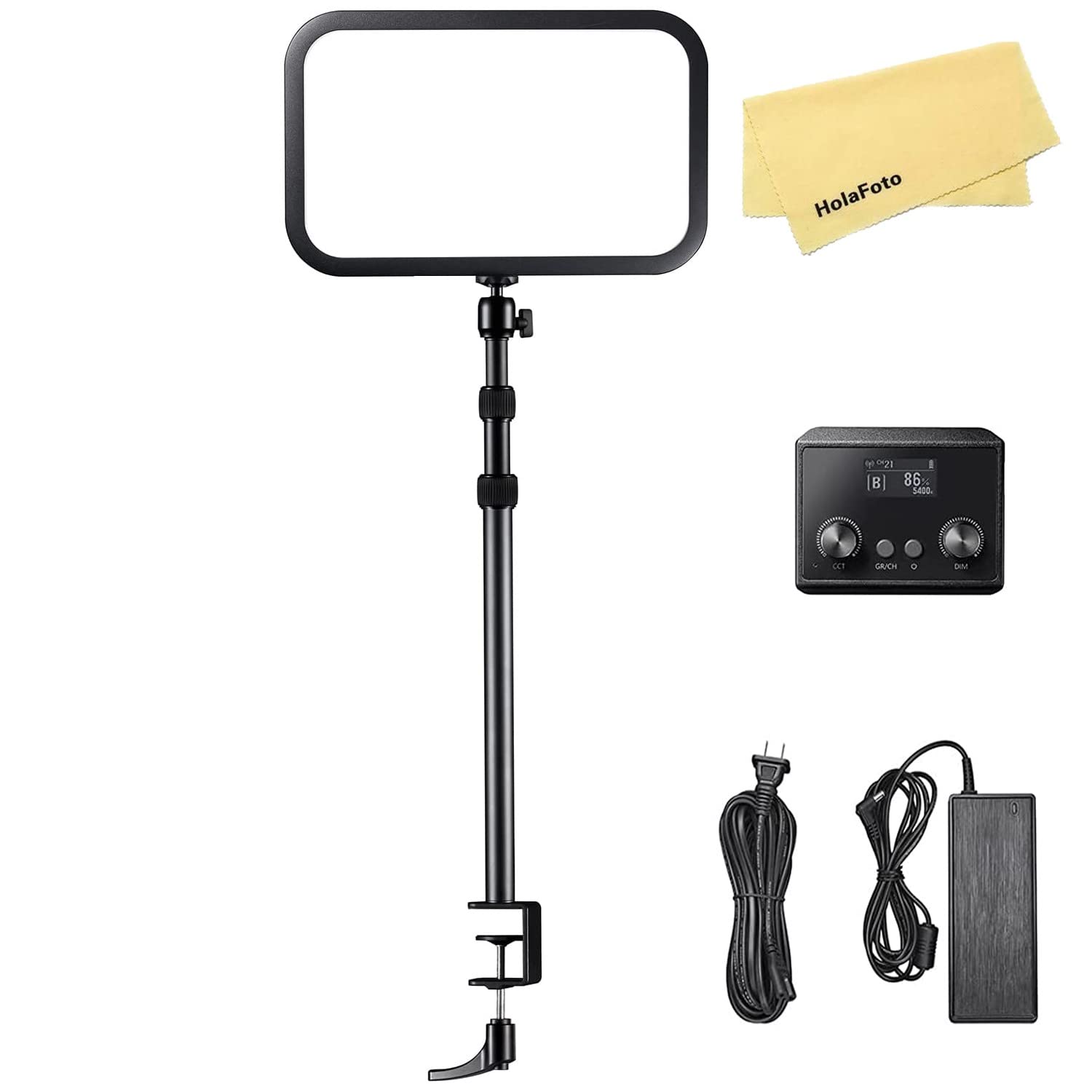 Godox ES45 LED Video Light with Extendable Desk Stand - 2800-6500K Color Temperature & 0-100% Brightness Adjustable, 360° Rotation for YouTube/TikTok Streaming, Gaming & Photography Lighting