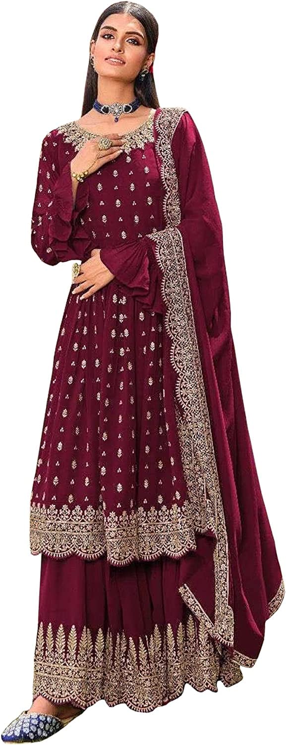 Elegant Pakistani Party Wear & Wedding Sharara Style Shalwar Kameez Palazzo Suits for Women - Perfect for Weddings, Festivals & Special Occasions