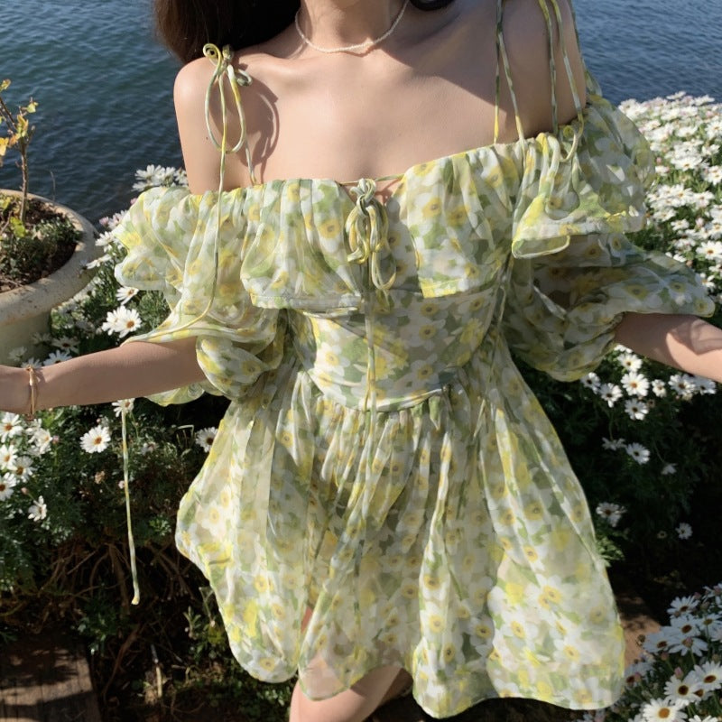 Off Shoulder Summer Dress with Ruffles & Spaghetti Straps - Open Back Flowy Beach Dress for Women | Perfect for Vacations, Parties & Date Nights
