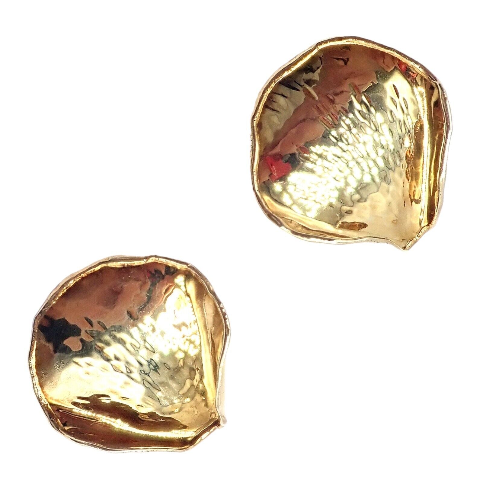 Authentic Tiffany & Co Angela Cummings 18k Yellow Gold Rose Petal Earrings Vintage 1979 - Elegant Jewelry for Weddings, Anniversaries & Special Occasions