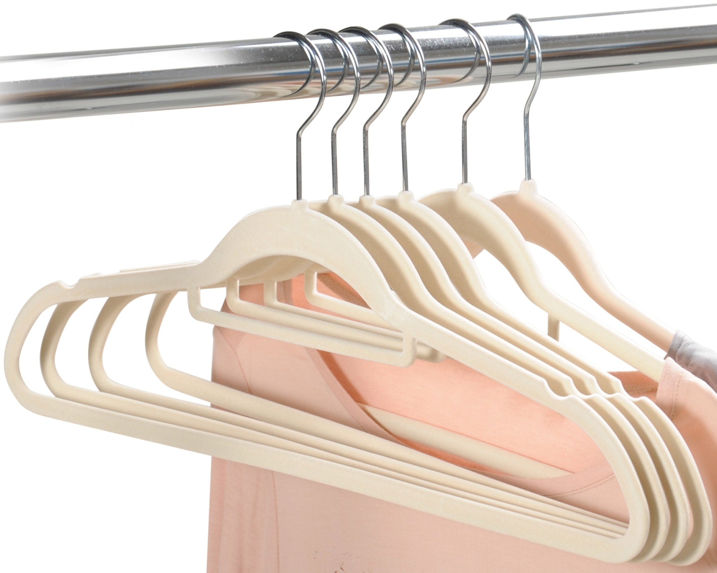 6-Pack Beige Coat Hangers - Space Saving Closet Organizers for Jackets, Shirts & Dresses | Perfect for Home, Office & Travel Use