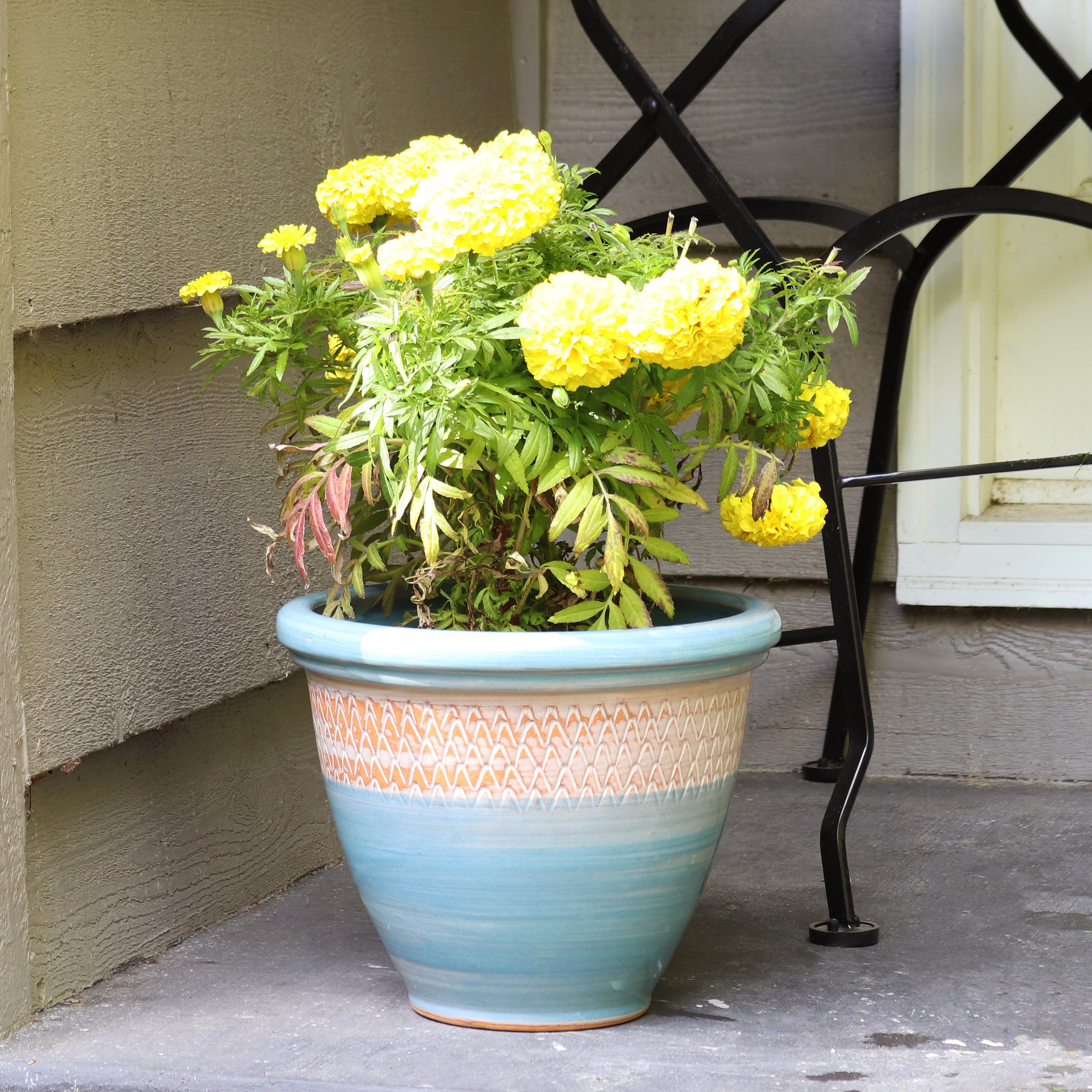 Sunnydaze Set of 2 Indoor/Outdoor Ceramic Planters - 12 Inch Decorative Flower Pots for Home, Garden, Patio & Balcony Decor