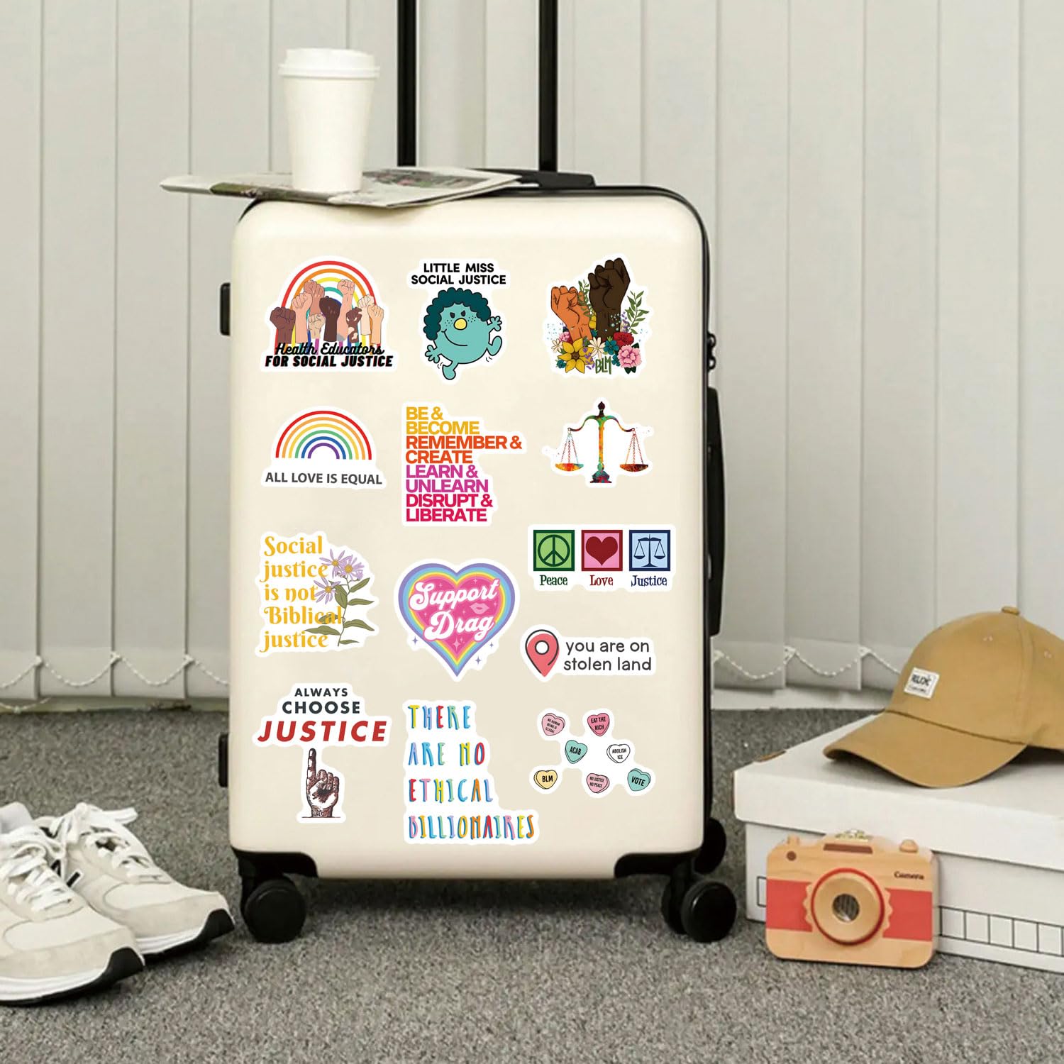 61Pcs Social Justice Stickers Pack - Cute Cartoon Vinyl Waterproof Decals for Water Bottles, Laptops, Phones, Skateboards - Perfect for Scrapbooking, Bumper Decor, Party Supplies - Ideal for Kids, Teens & Adults - Great for Social Awareness Events, School Projects & Activism Gear