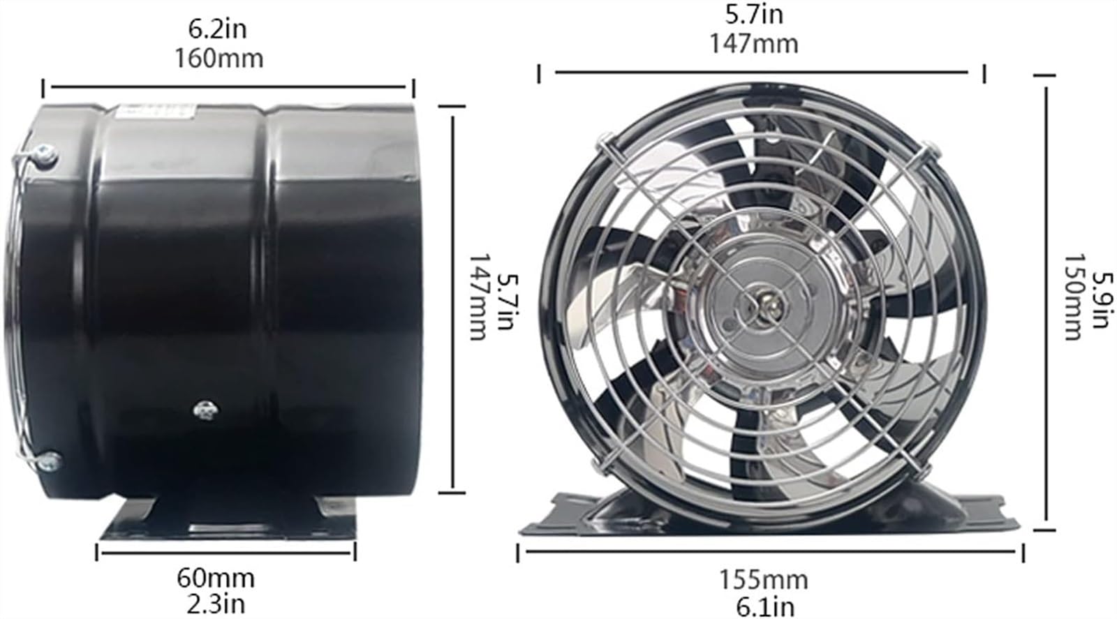 FAiruo Portable Vertical Exhaust Fan - Small Duct Kitchen Desk Fan with Base & Mesh Cover - No Drilling Required for Easy Installation - Perfect for Home, Office, and Commercial Use