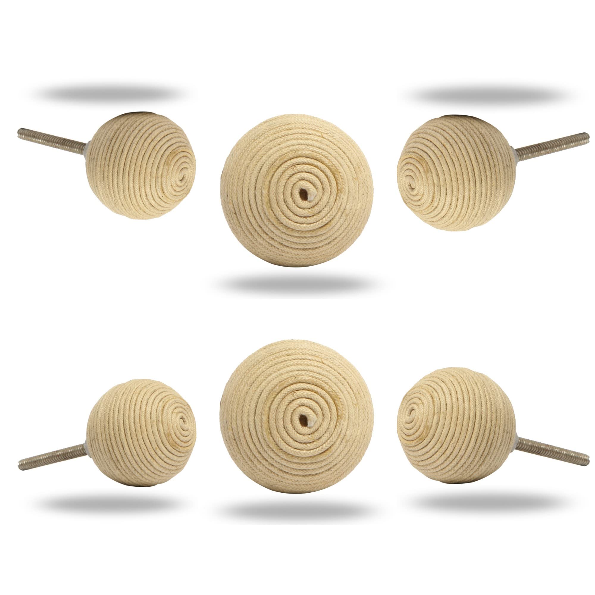 TRINCA-FERRO Set of 6 Terrance White Knobs - Durable Cabinet & Drawer Pulls for Kitchen, Bathroom, Bedroom, Office, Wardrobe & Dresser | Modern Home & Office Upgrade