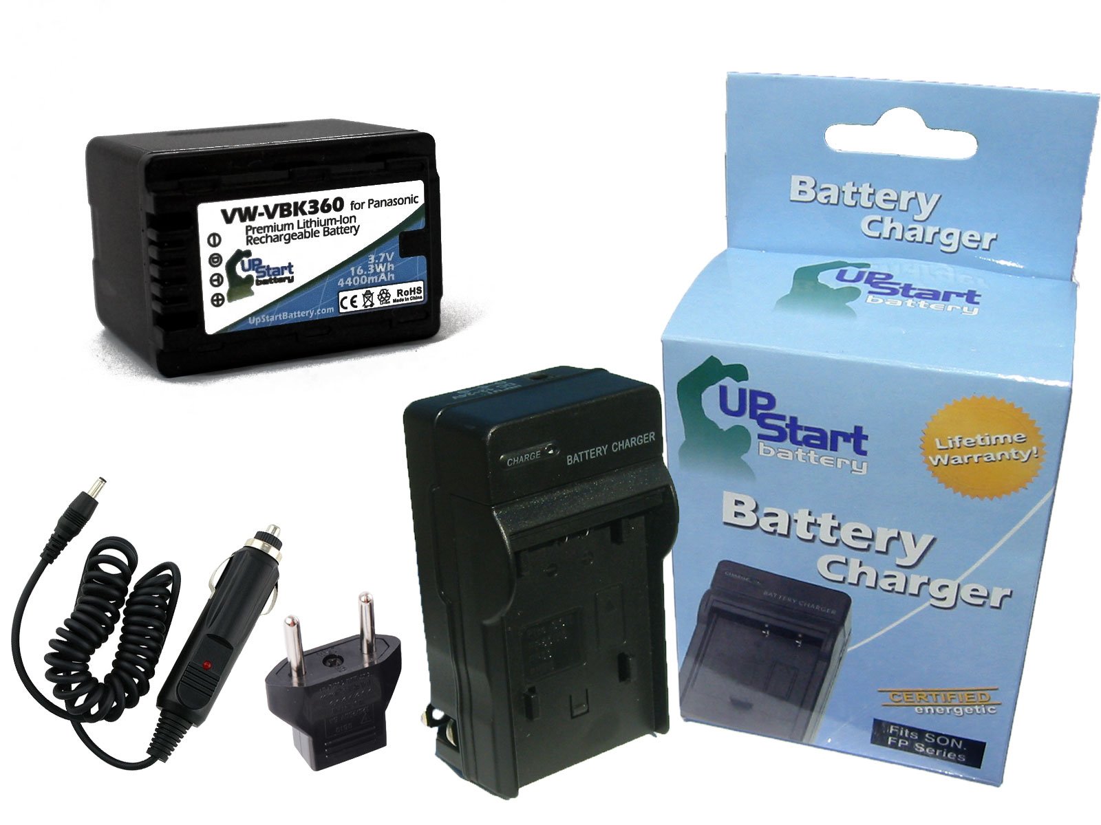 Panasonic SDR-T55 Battery & Charger Kit - 4400mAh for VW-VBK360 Camera | Travel & Outdoor Use