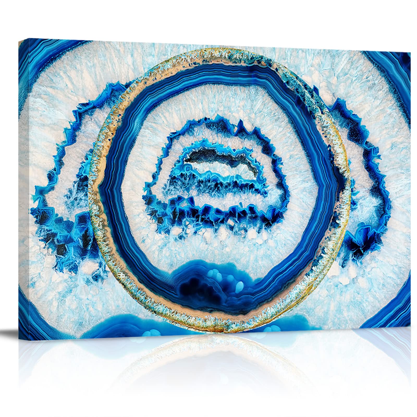Retro Agate Texture Blue Framed Canvas Prints - Modern Wall Art Decor for Living Room, Kitchen, Bedroom - 28x20 Inch Ready-to-Hang Home Decor - Perfect Housewarming Gift for Friends & Family | Great for Accent Walls, Office Decor, and Wedding Presents