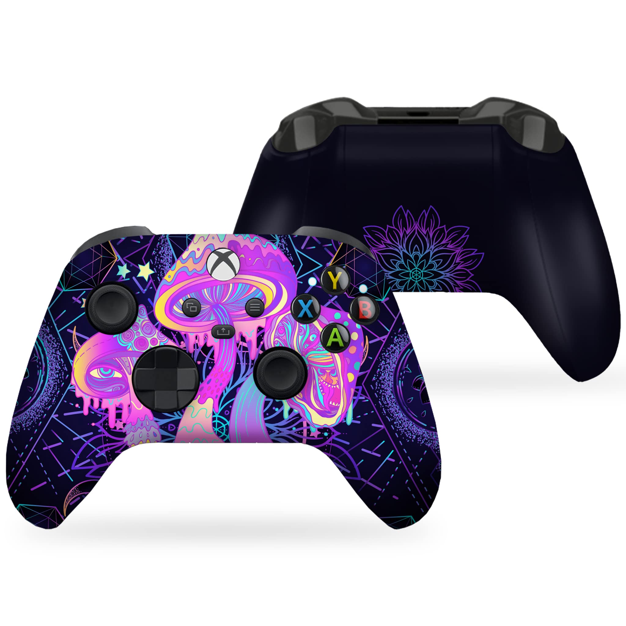 Custom Psychedelic Mushroom Wireless Xbox Controller - Compatible with Xbox One, Series X & S | Water Transfer Printed Design (Not a Skin) | Perfect for Gaming Enthusiasts & Unique Gift Ideas