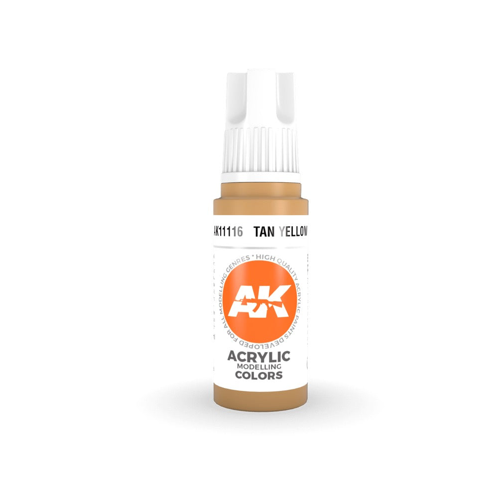 AK Interactive AK11116 Tan Yellow Acrylic Paint 17ml - Premium 3rd Generation Model Paint for Military Miniatures & Scale Models - Perfect for Airbrush, Brush Painting & Diorama Projects