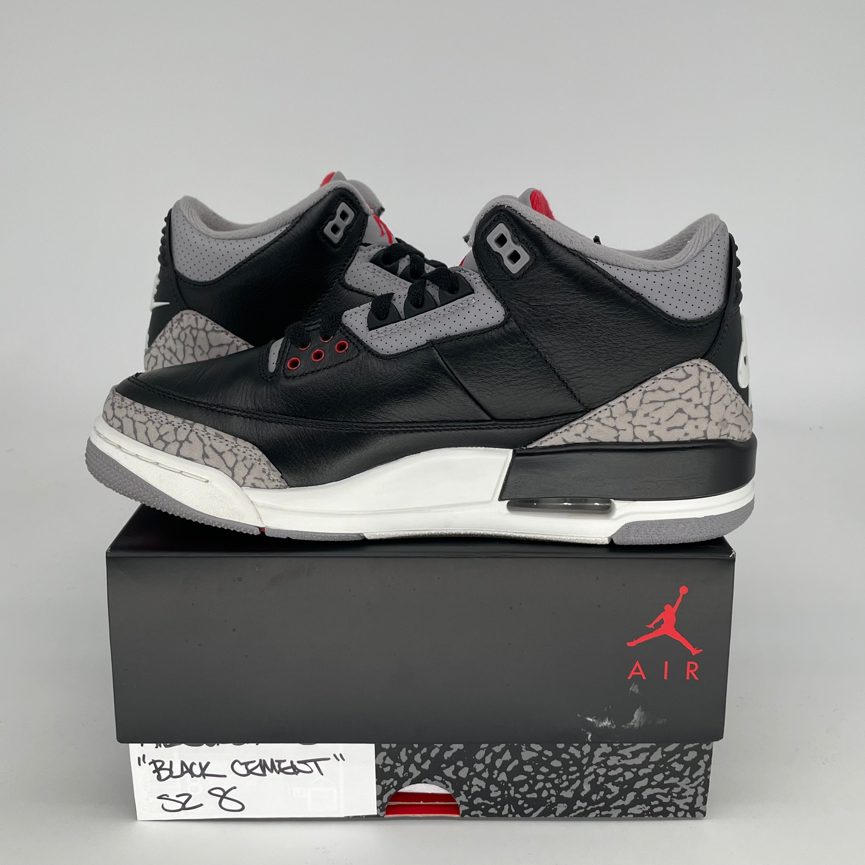 Original Air Jordan 3 Retro 'Black Cement' Men's Basketball Shoes Size 8 (DN3707-010) - Classic Sneakers for Streetwear & Basketball Games