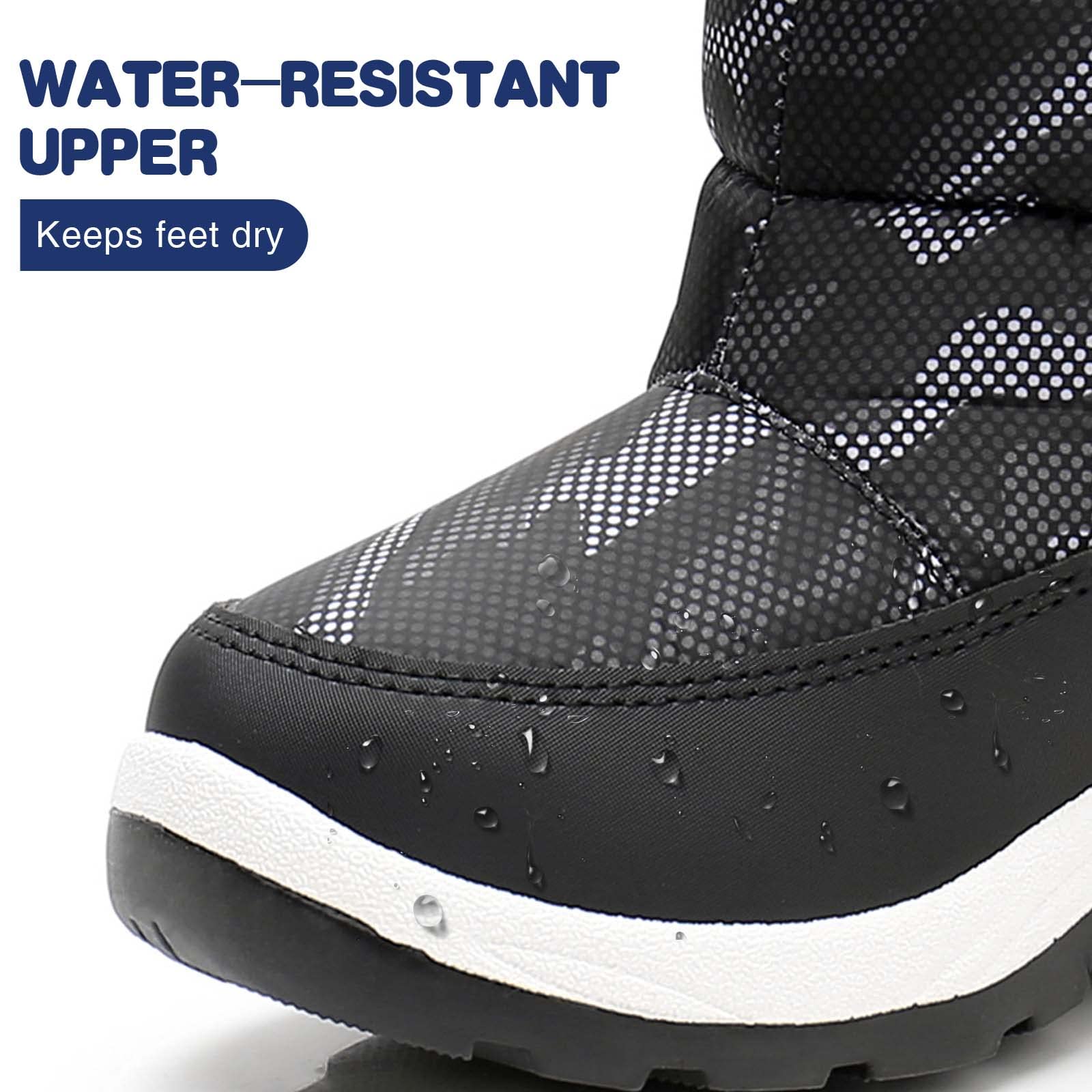 Apakowa Waterproof Winter Snow Boots for Kids - Cold Weather & Water Resistant (Toddler/Little Kid/Big Kid) - Perfect for Snow Play, Hiking & Outdoor Adventures