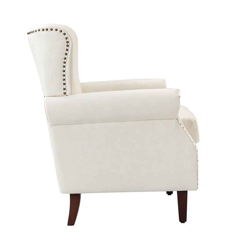 Luna Faux Leather Armchair - Modern PU Leather Accent Chair for Living Room, Bedroom & Office - Comfortable Mid-Century Style Lounge Chair with Sturdy Metal Legs