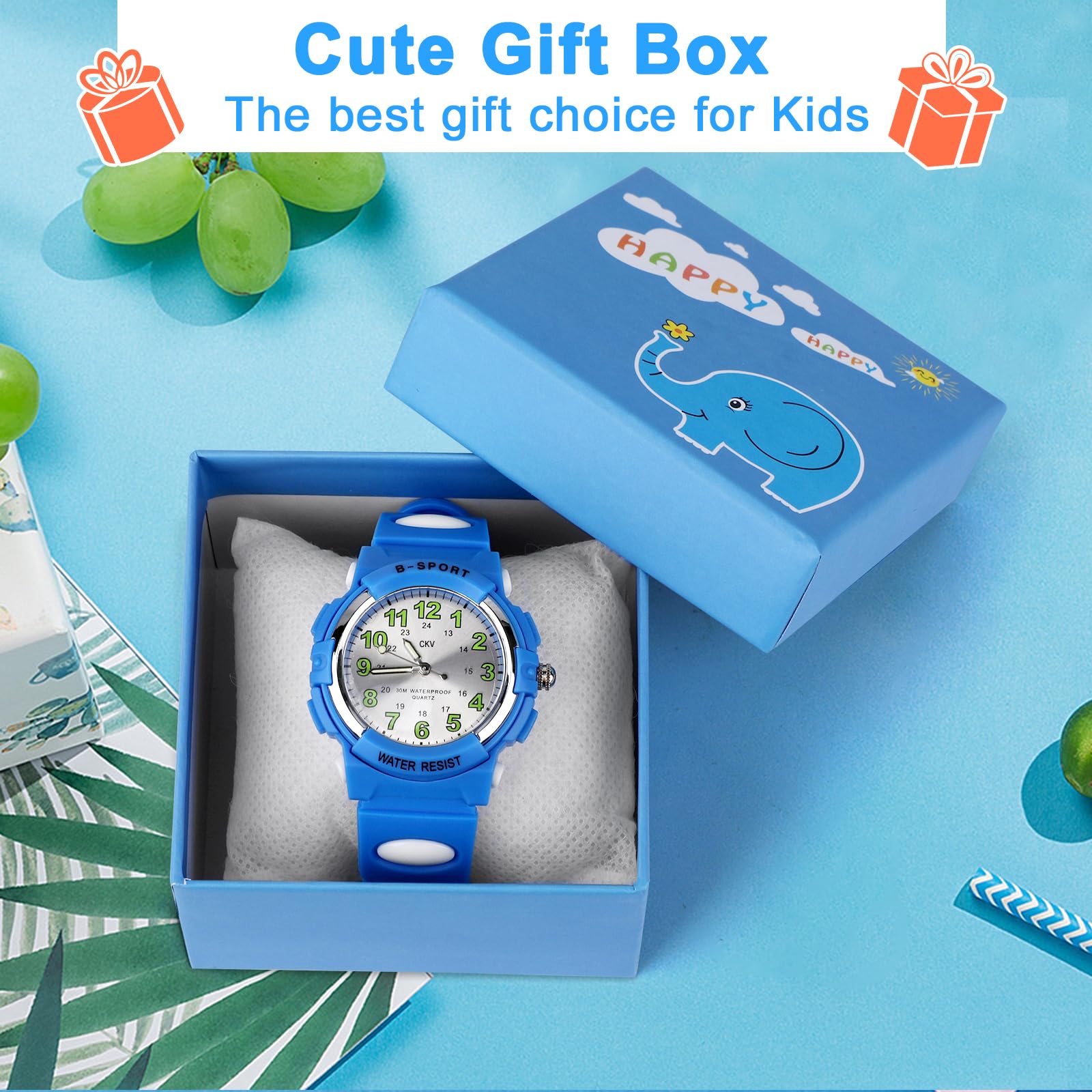 CKV Kids Analog Watch for Boys & Girls Ages 5-12 - Waterproof Sports Watch with Easy-to-Read Dial & Soft Comfort Band - Perfect for School, Outdoor Play & Swimming Activities