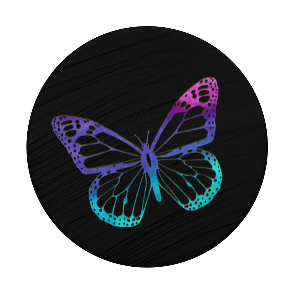 Purple and Turquoise Butterfly Black PopSockets Standard PopGrip - Phone Grip, Stand & Sticker for iPhone, Samsung & Smartphones - Perfect for Selfies, Videos & Hands-Free Use