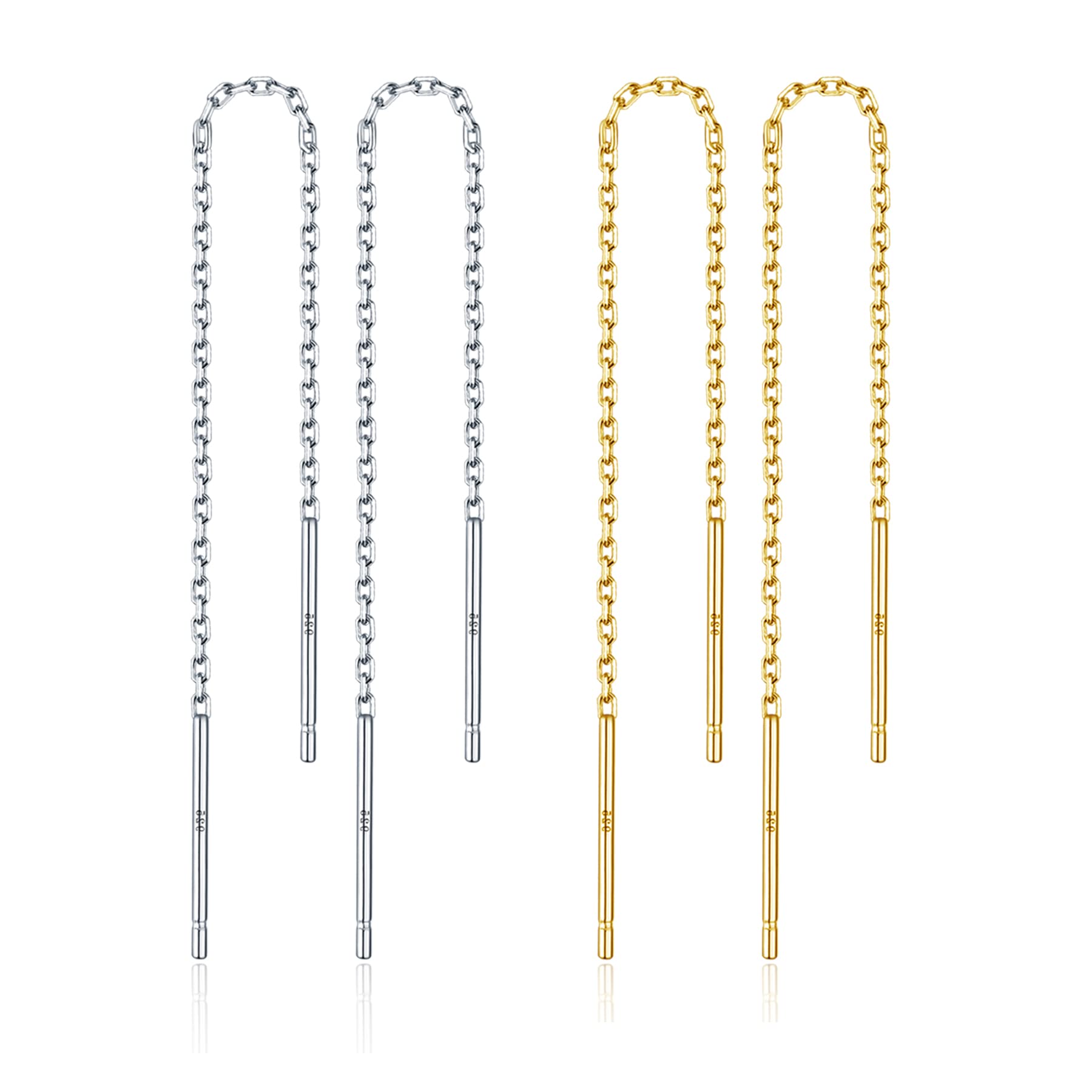 2 Pairs S925 Sterling Silver Threader Earrings for Women - Lightweight Dangle Drop Bar Wrap Earrings, Hypoallergenic Minimalist Jewelry - Perfect Gift for Anniversary, Christmas, Birthday & Everyday Wear