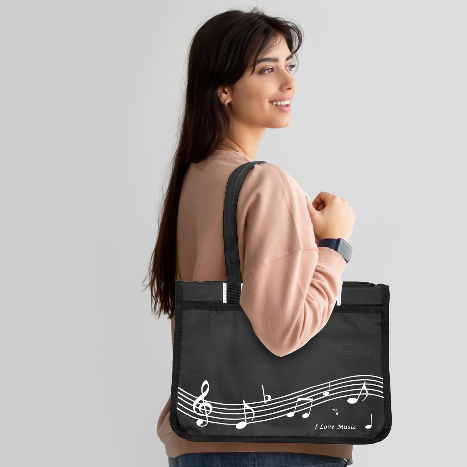 BestSounds Waterproof Zippered Piano Bag - Durable Music Book Tote for Piano Accessories, Perfect for Students, Kids & Women - Great Musician Gift (Black) - Ideal for Piano Lessons, Music School & Travel