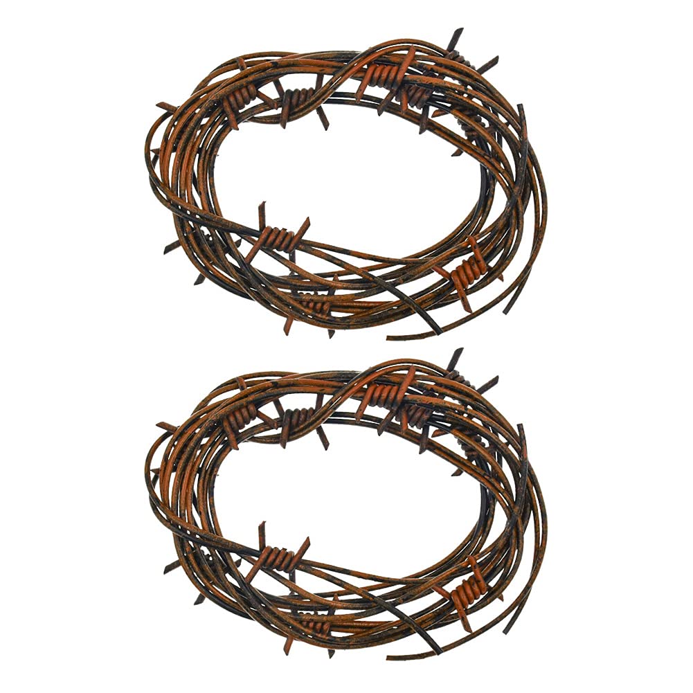 Halloween Fake Rusted Barb Wire - 2pcs Plastic Barbed String Party Decoration, Rustic Garland for Haunted House, Spooky Party & DIY Scary Props - Perfect for Halloween, Haunted Attractions & Themed Events