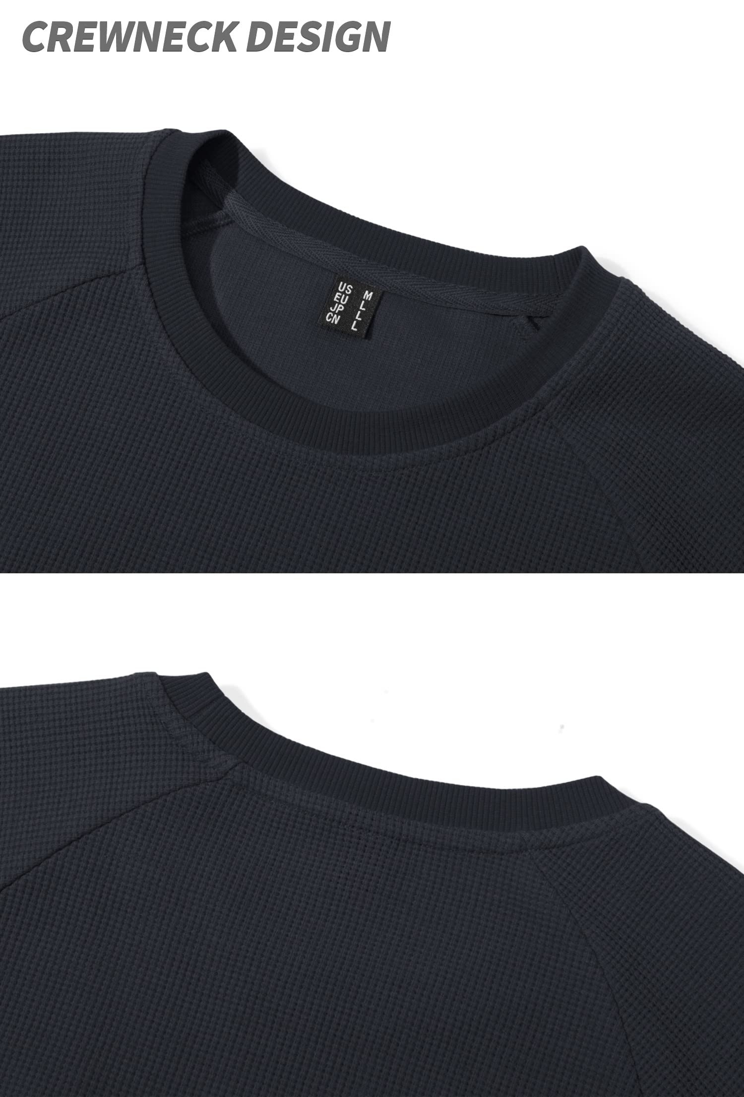TACVASEN Men's Waffle Knit Crewneck Sweatshirt - Lightweight Long Sleeve Pullover for Casual Wear | Comfortable & Breathable for Everyday Use, Outdoor Activities, and Layering