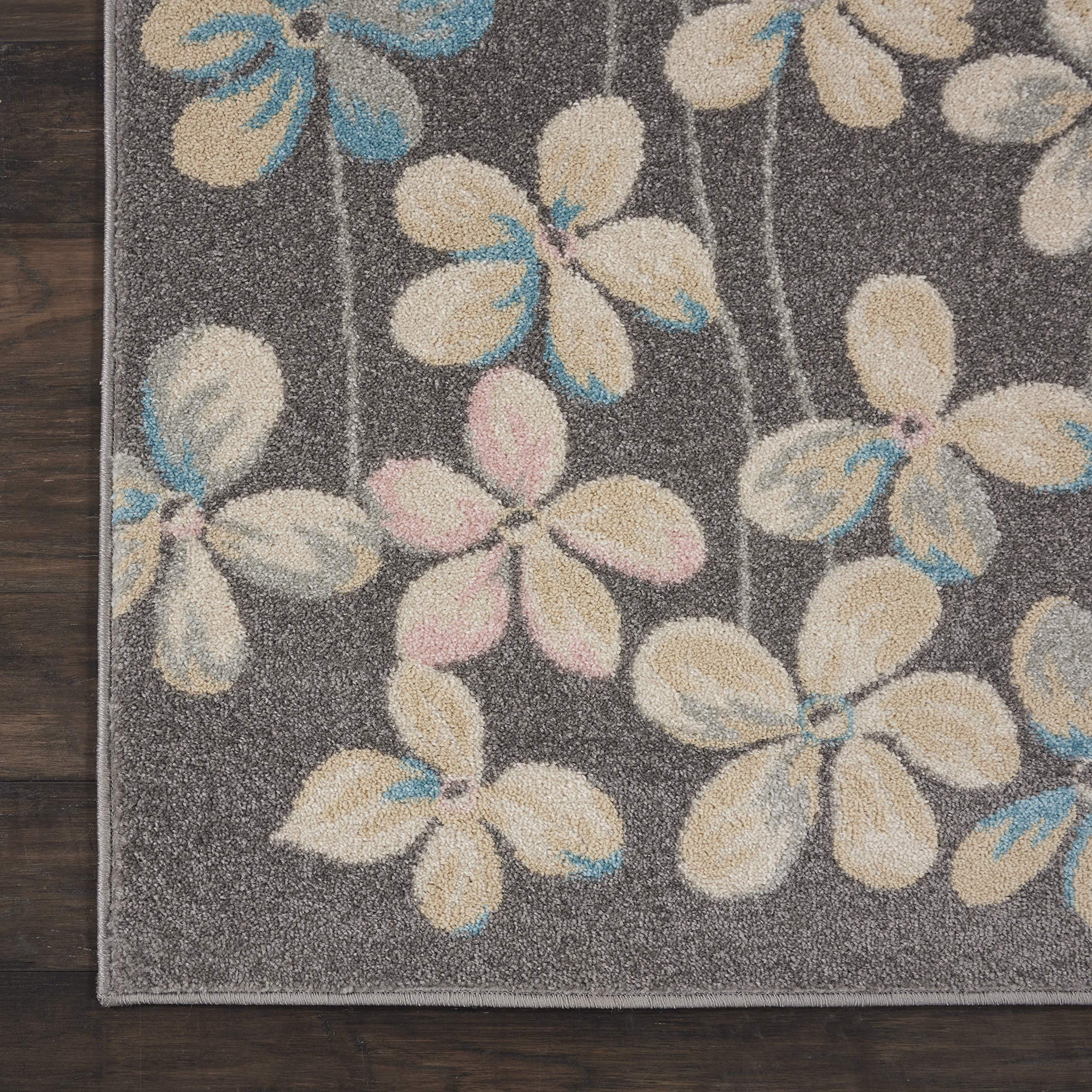 Nourison Tranquil Floral Grey/Beige 8' x 10' Area Rug - Easy to Clean, Non-Shedding, Soft & Durable - Perfect for Bedroom, Living Room, Dining Room & Kitchen Decor (8x10)