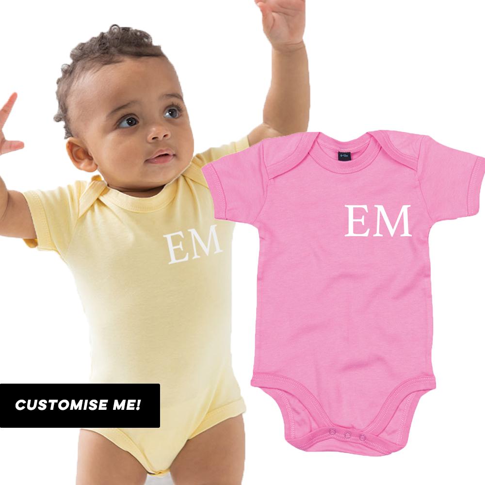 Personalized Baby Vest with Initials - Custom Monogram Infant Bodysuit for Boys & Girls - Perfect for Newborn Photos, Baby Showers & Gifts