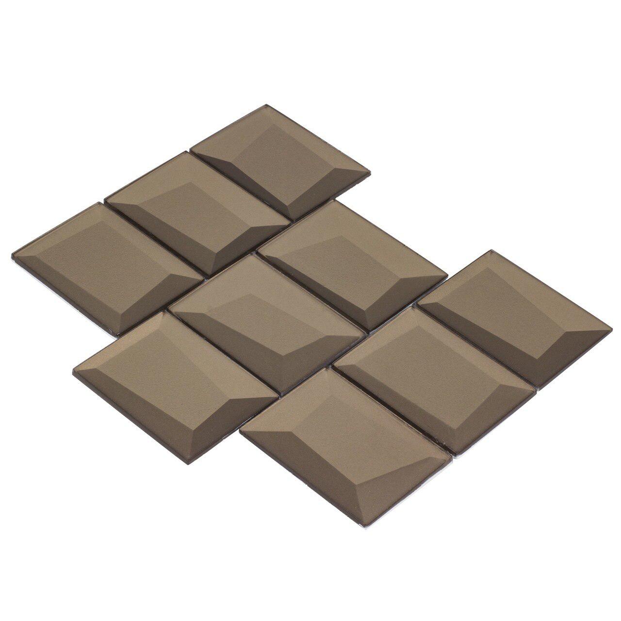 Dimensional Bronze Glass Wall Tile - Elegant Backsplash for Kitchen & Bathroom Decor