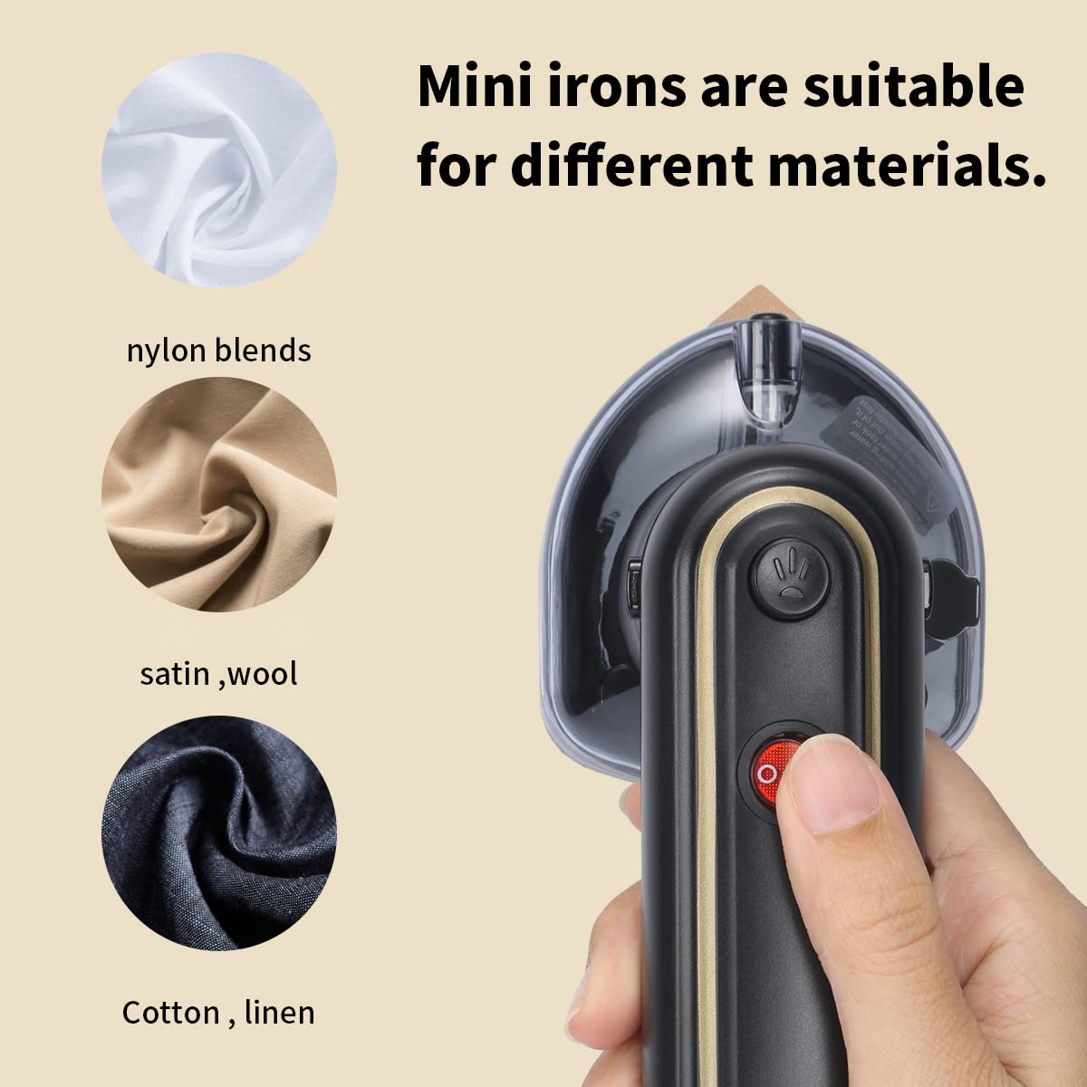Mini Travel Iron with Nonstick Soleplate & Water Tank - Portable Steamer Iron for Clothes, Lightweight Compact Iron with Spray Mist Function - Perfect for Business Trips, Vacations & Home Use