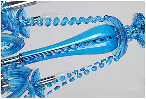 LITFAD 6-Light Rustic Crystal Chandelier - Clear Blue Tapered Candle Pendant Light with 12