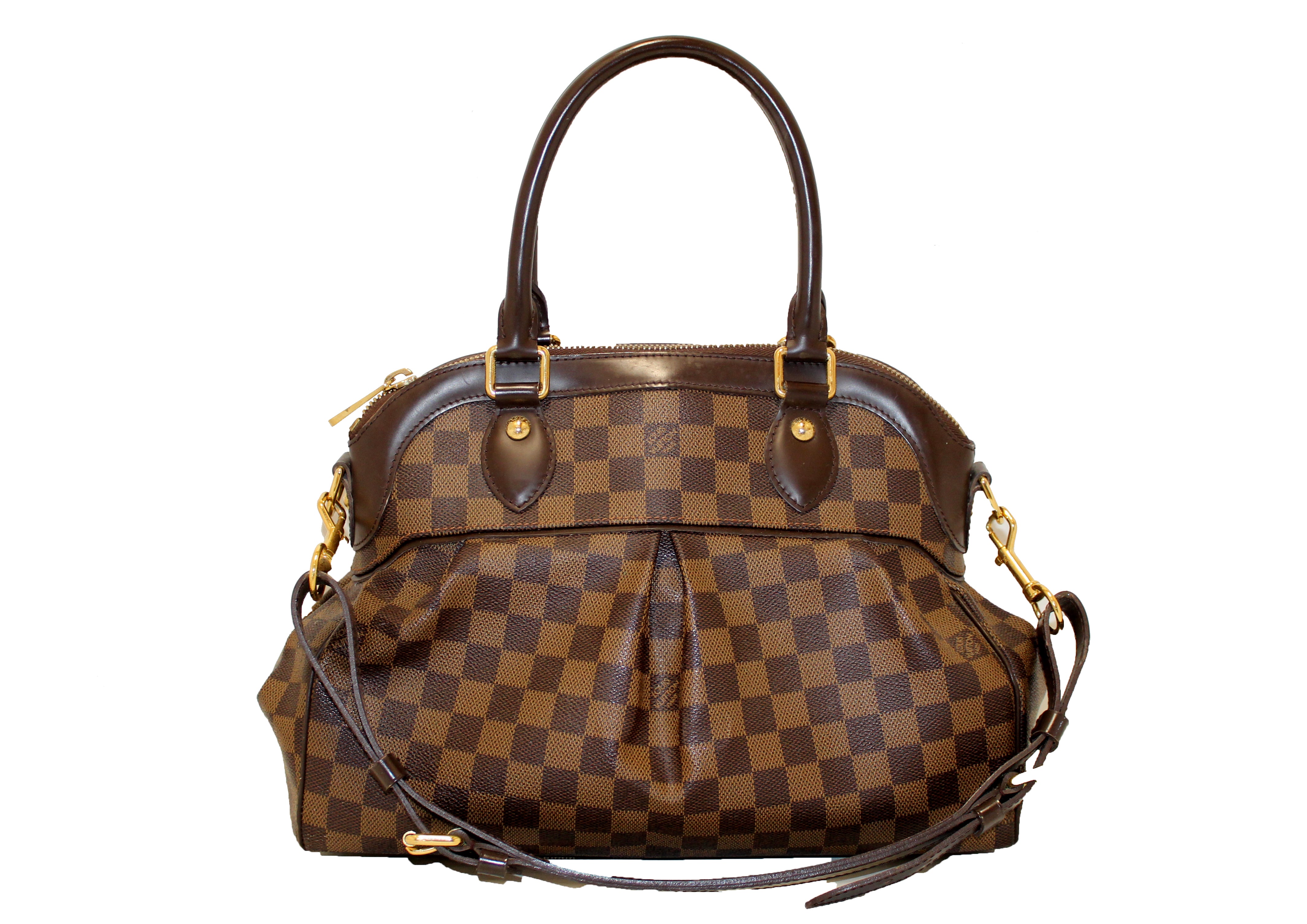 Authentic Louis Vuitton Damier Ebene Canvas Trevi PM Shoulder Bag for Women - Luxury Designer Handbag with Gold-Tone Hardware, Perfect for Work, Travel & Everyday Use