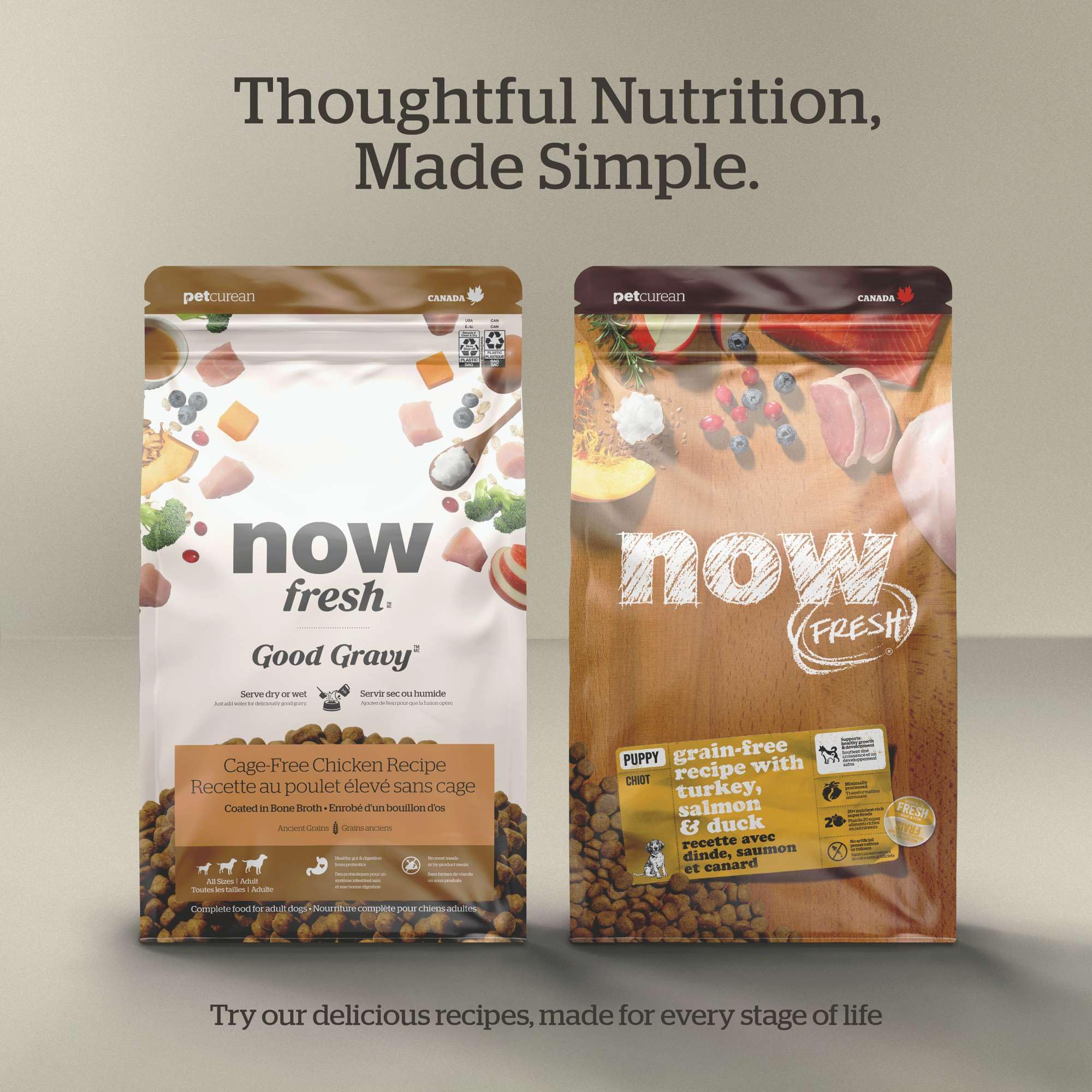 Now Fresh Grain-Free Dry Dog Food for Senior Dogs - Turkey, Salmon & Duck Recipe - All Breed Sizes - 12 lb Bag - Perfect for Aging Dogs with Sensitive Stomachs & Joint Support Needs