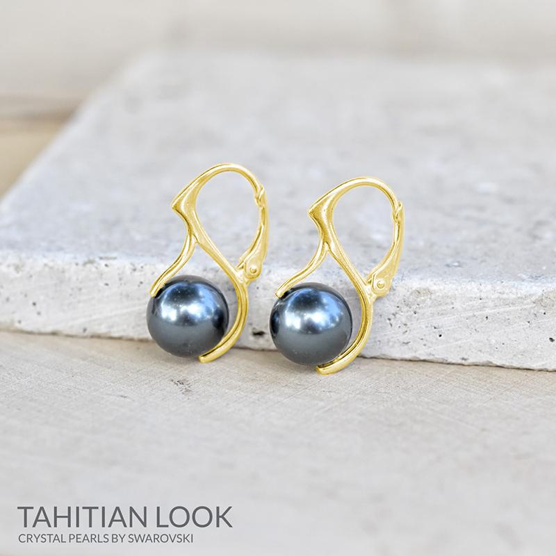 24K Gold and Tahitian Pearl Earrings for Women - Luxury Handmade Jewelry Gift for Birthday, Anniversary, and Special Occasions