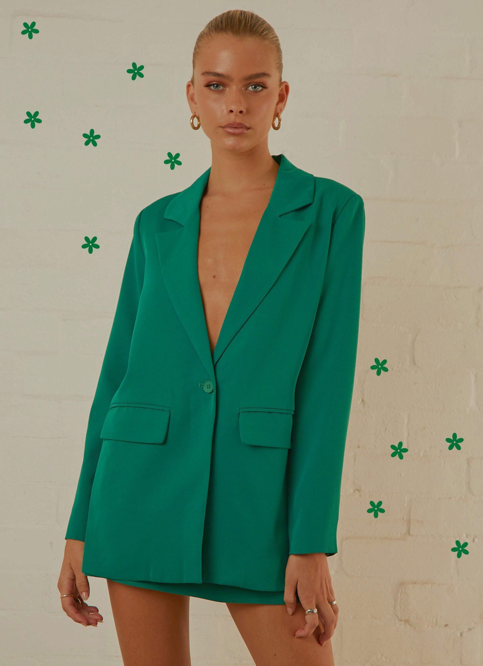 Italian Cities Blazer for Women - Stylish Jade Green Lightweight Jacket for Office, Travel & Casual Wear