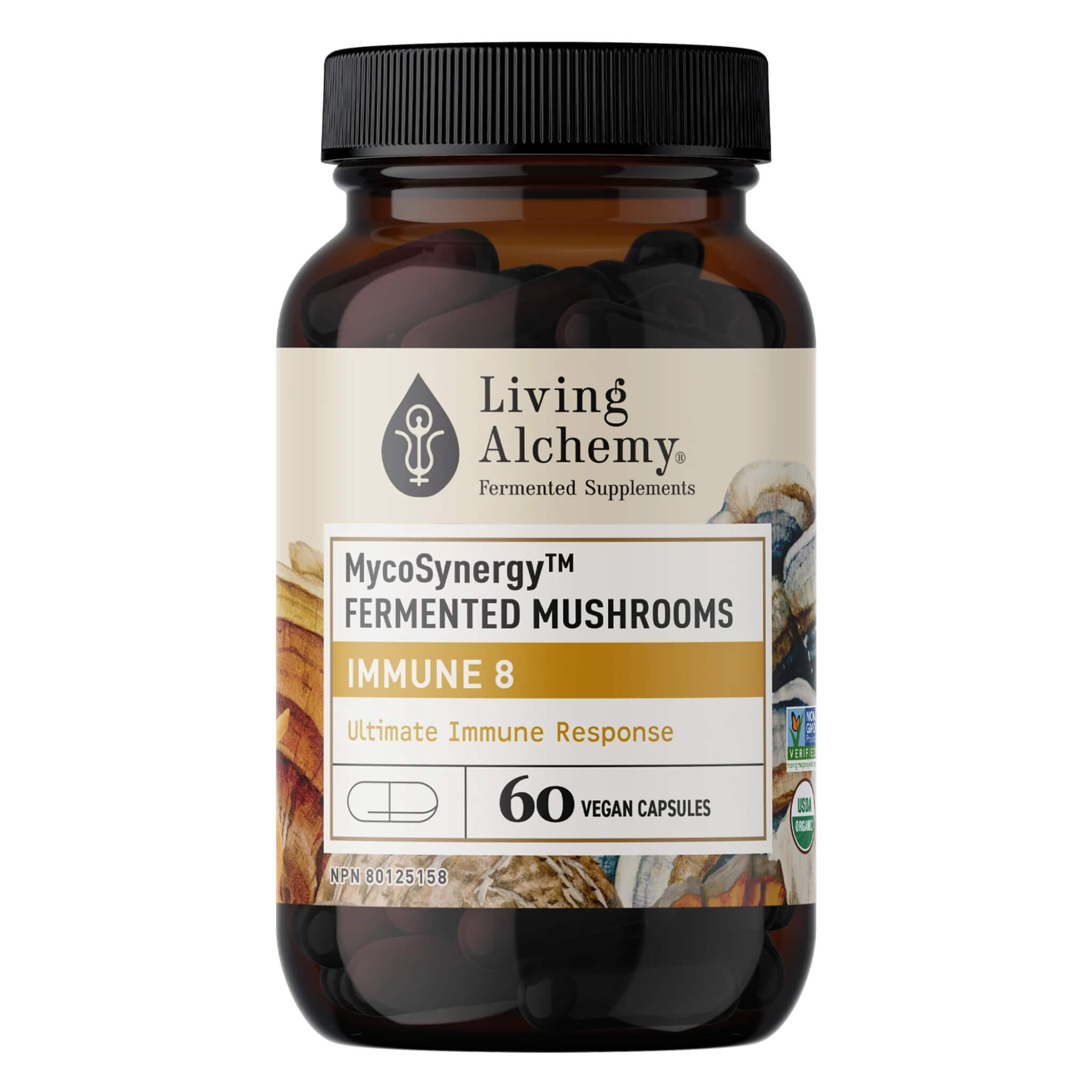 MycoSynergy Fermented Mushrooms Supplement - Immune Support with 8 Powerful Mushrooms | Boost Immunity & Wellness for Daily Health