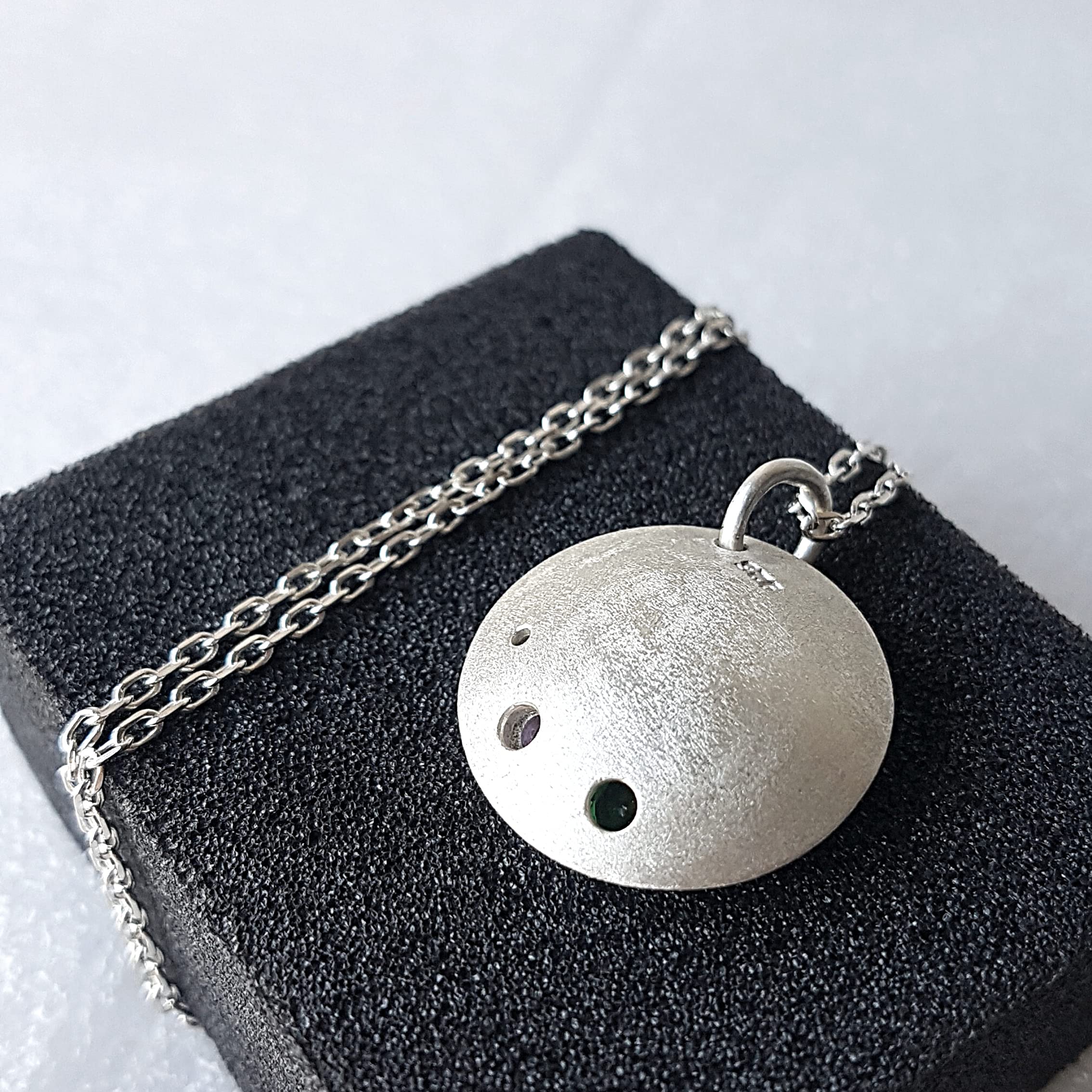Circle Trio Stone Pendant Necklace - Sterling Silver CZ Jewelry with Satin Finish | Handmade in UK | Gift Box Included | Free Shipping | Perfect for Anniversary, Birthday & Valentine's Day Gifts